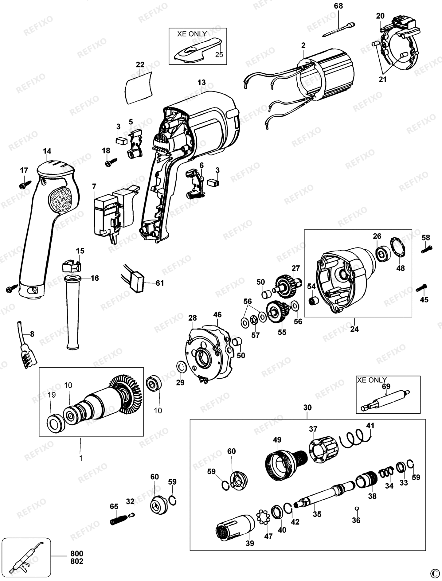 Деталировка DeWalt DW269K-QS TYPE 4 SCHRAUBENDREHER DW269K-QS DW269K — схема запчастей в разборе