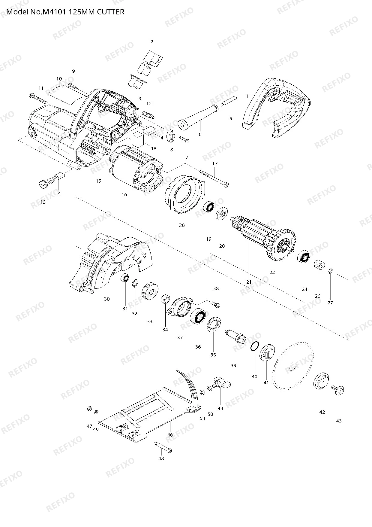 Деталировка MAKITA M4101 — схема запчастей в разборе