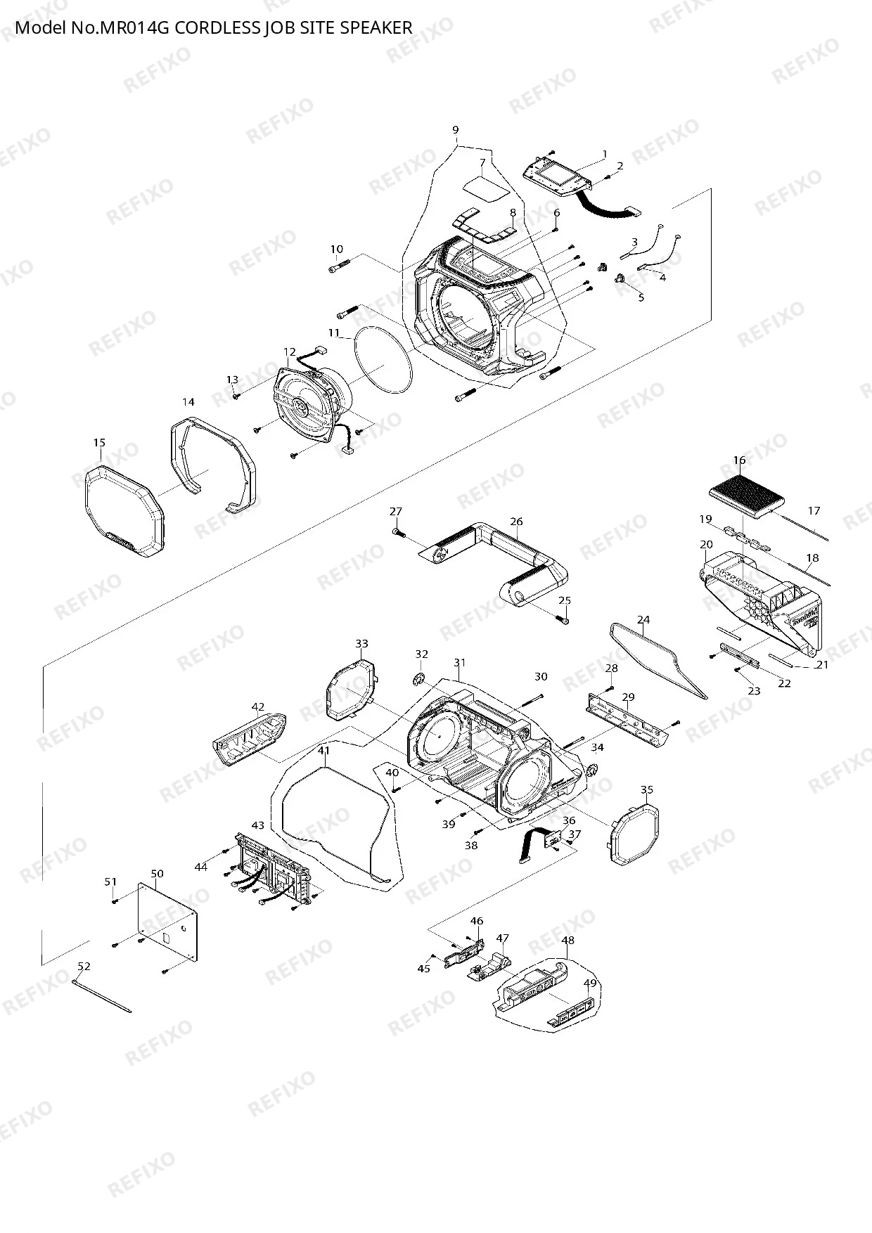 Деталировка MAKITA MR014G — схема запчастей в разборе
