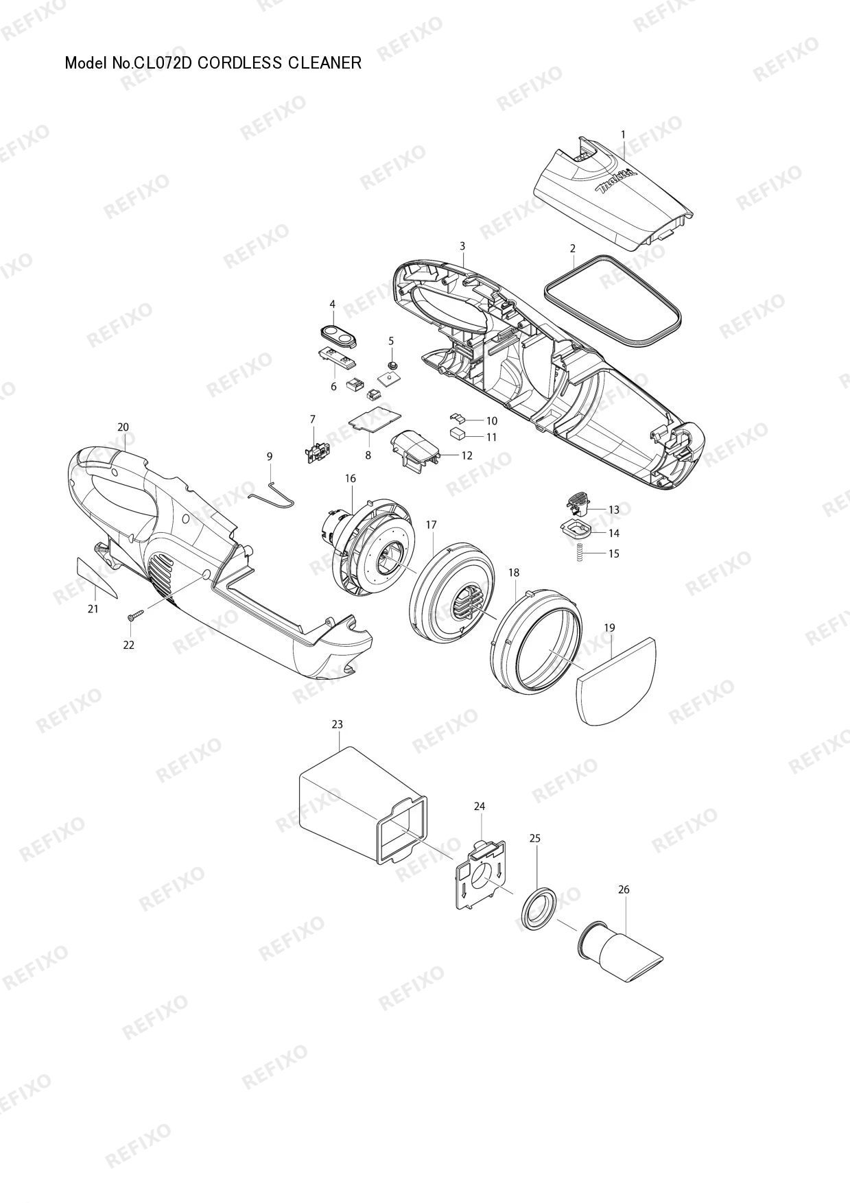 Деталировка MAKITA CL072D — схема запчастей в разборе