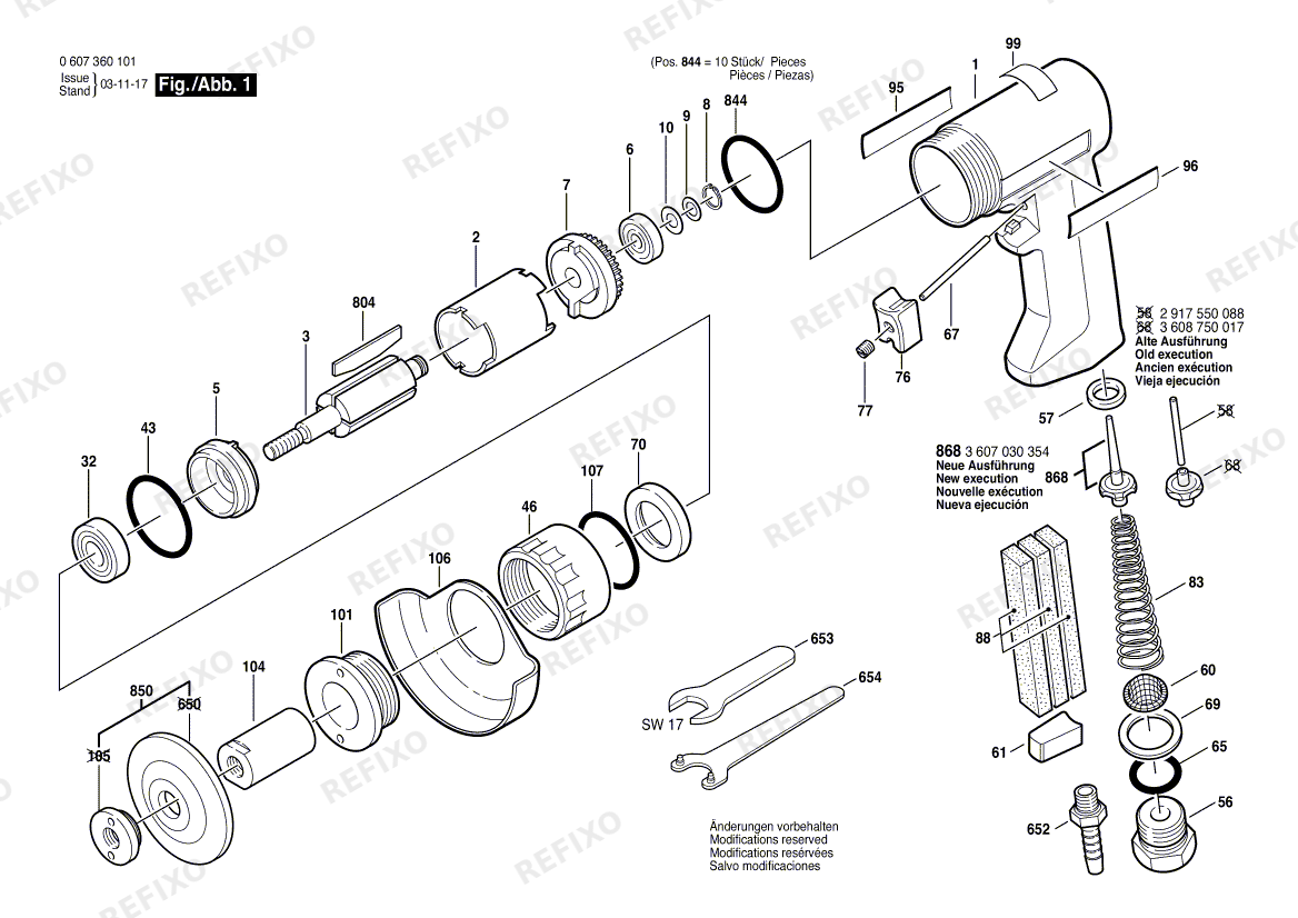 Деталировка Bosch Pw-Tellerschleifer-Ind 320 WATT-SERIE (0 607 360 101) — схема запчастей в разборе