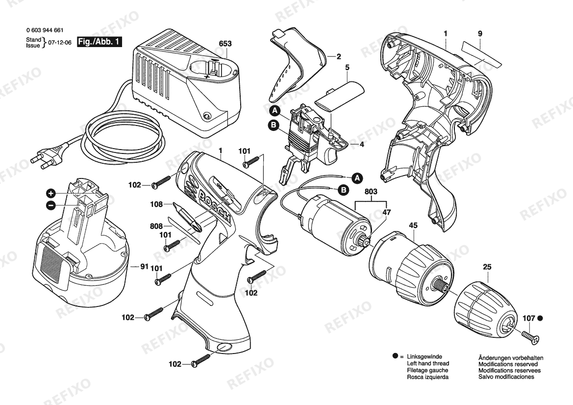 Деталировка Bosch Шуруповёрт PSR 960 | 9.6 V | 001 - EU (0 603 944 661) — схема запчастей в разборе