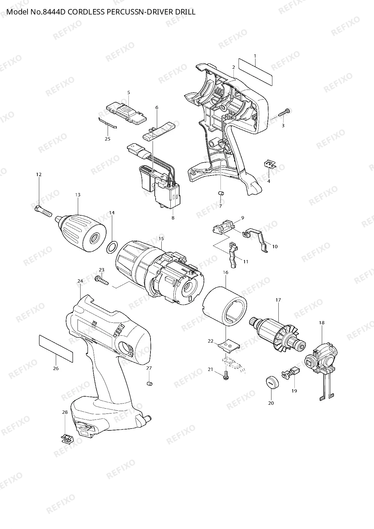 Деталировка MAKITA 8444D — схема запчастей в разборе