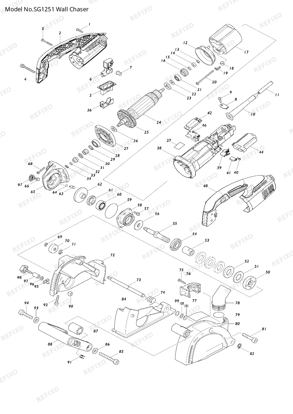 Деталировка MAKITA SG1251 — схема запчастей в разборе