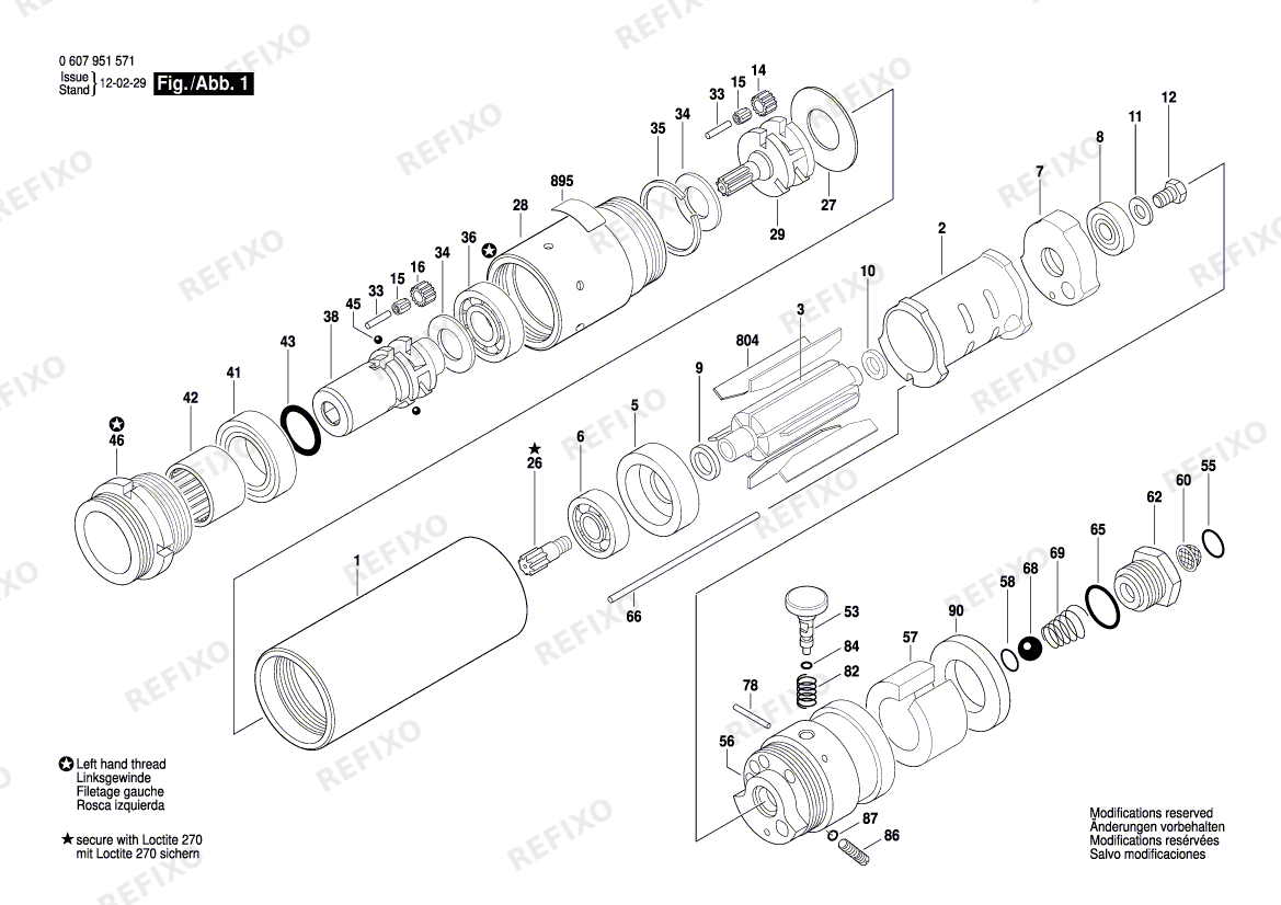Деталировка Bosch Einbaumotor 370 WATT-SERIE (0 607 951 571) — схема запчастей в разборе