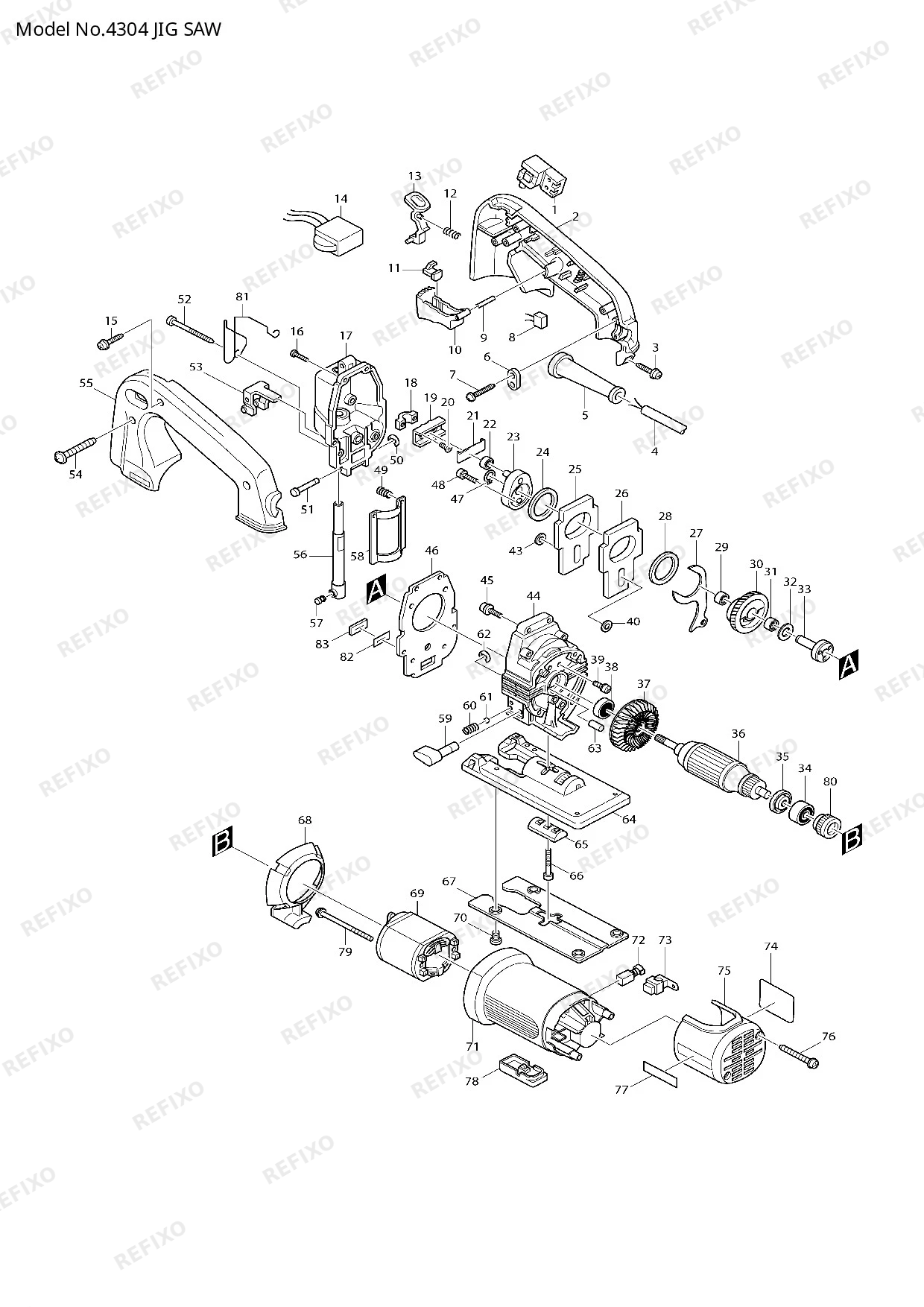 Деталировка MAKITA 4304 — схема запчастей в разборе