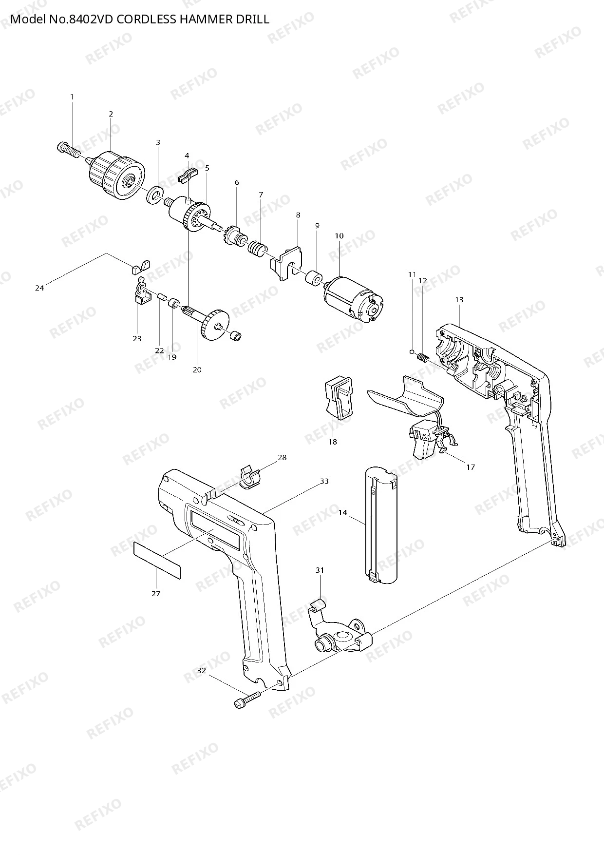 Деталировка MAKITA 8402VD — схема запчастей в разборе