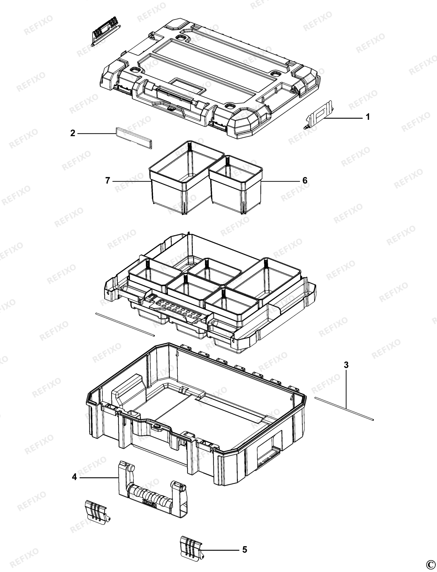 Деталировка DeWalt DWST1-71194-XJ TYPE 1 STAURAUMSYSTEM DWST1-71194-XJ DWST1-71194 — схема запчастей в разборе