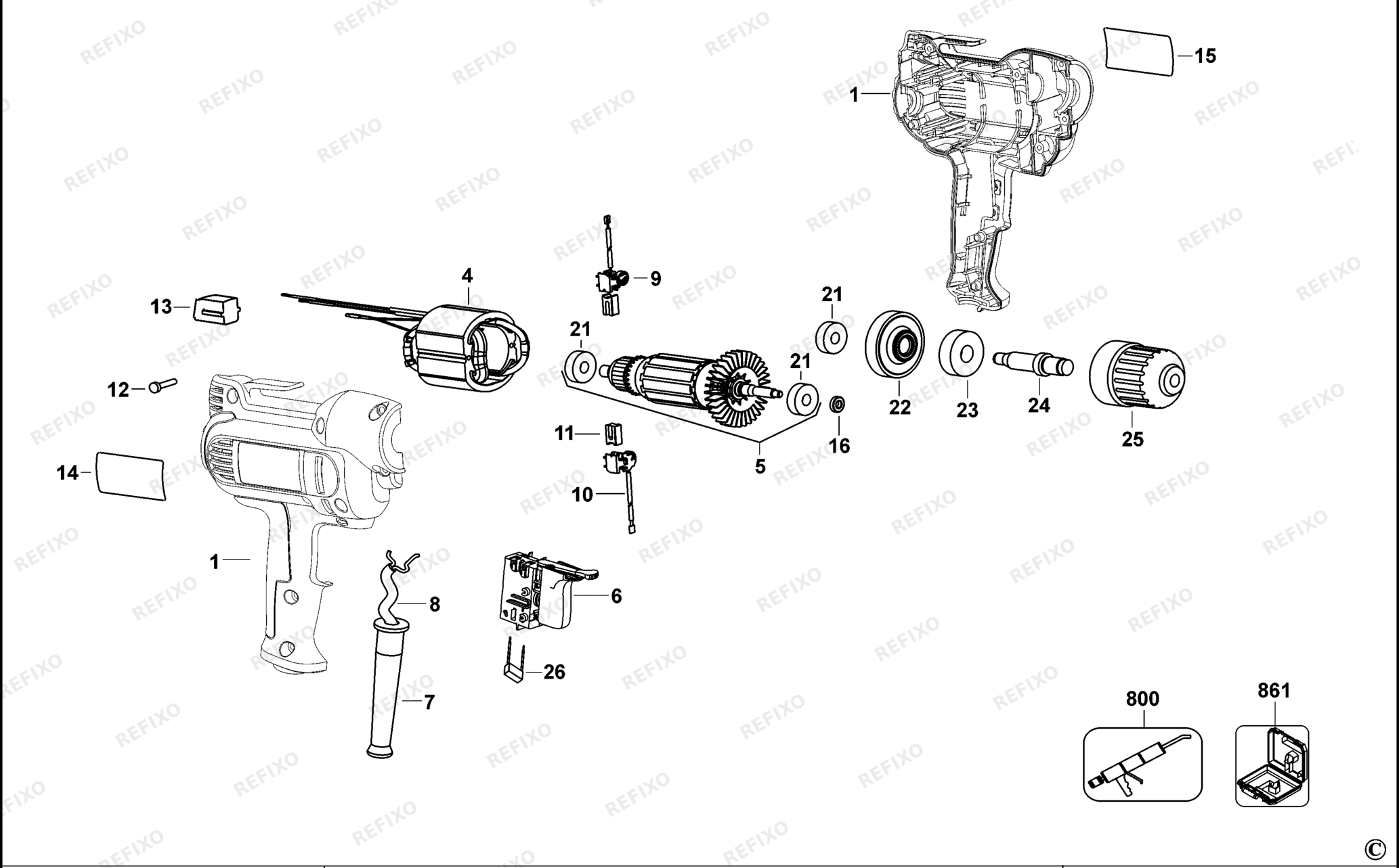 Деталировка DeWalt DWD115KS-QS TYPE 2 BOHRER DWD115KS-QS DWD115KS — схема запчастей в разборе