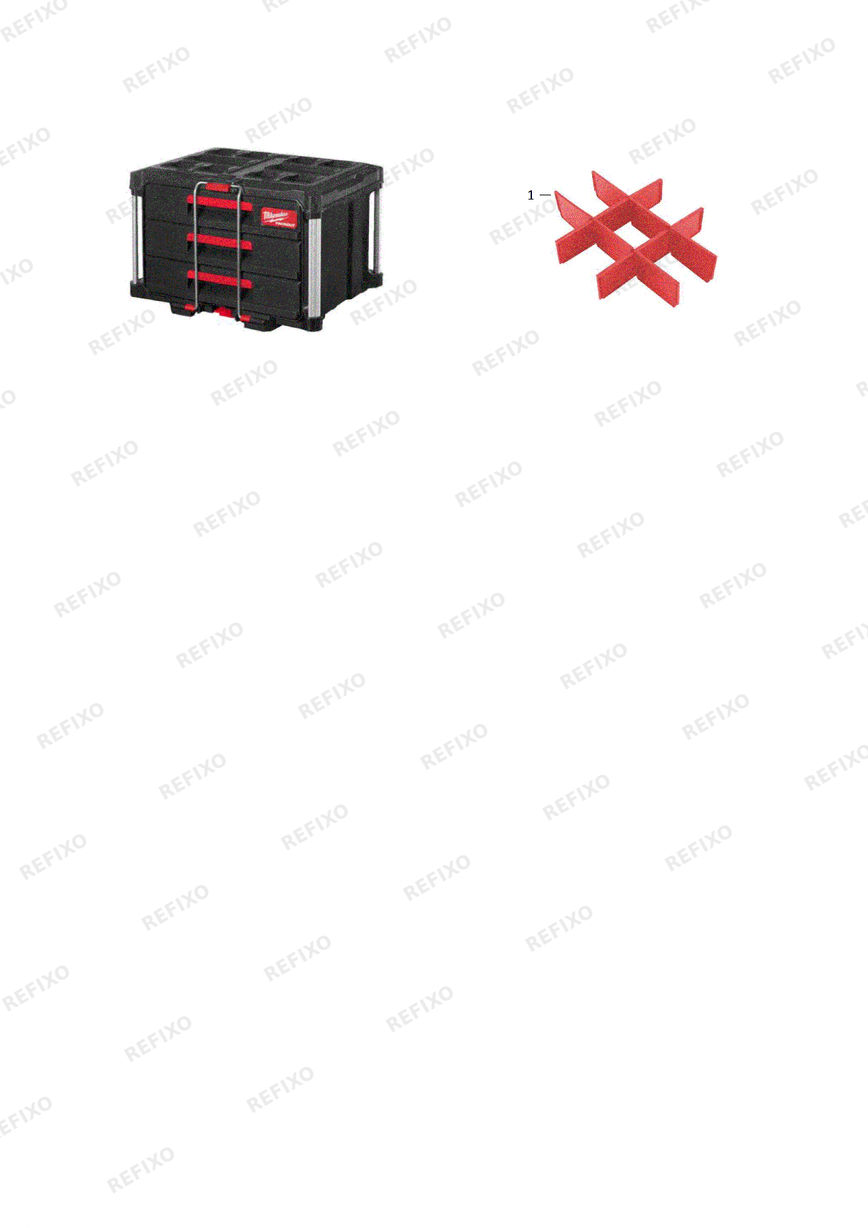 Деталировка MILWAUKEE PACKOUT 3 DRAWER TOOL BOX 4932472130 4000483526 — схема запчастей в разборе