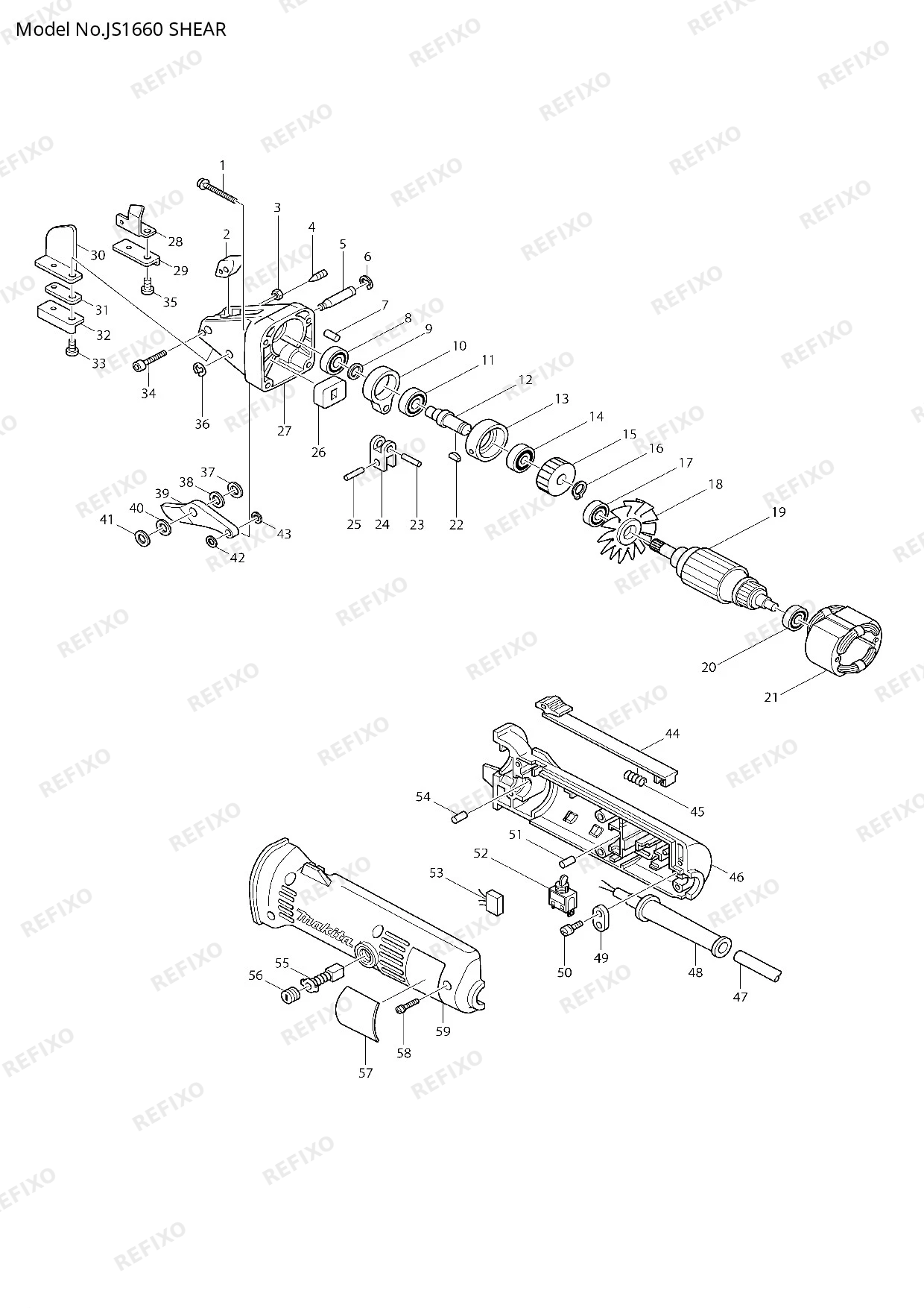 Деталировка MAKITA JS1660 — схема запчастей в разборе