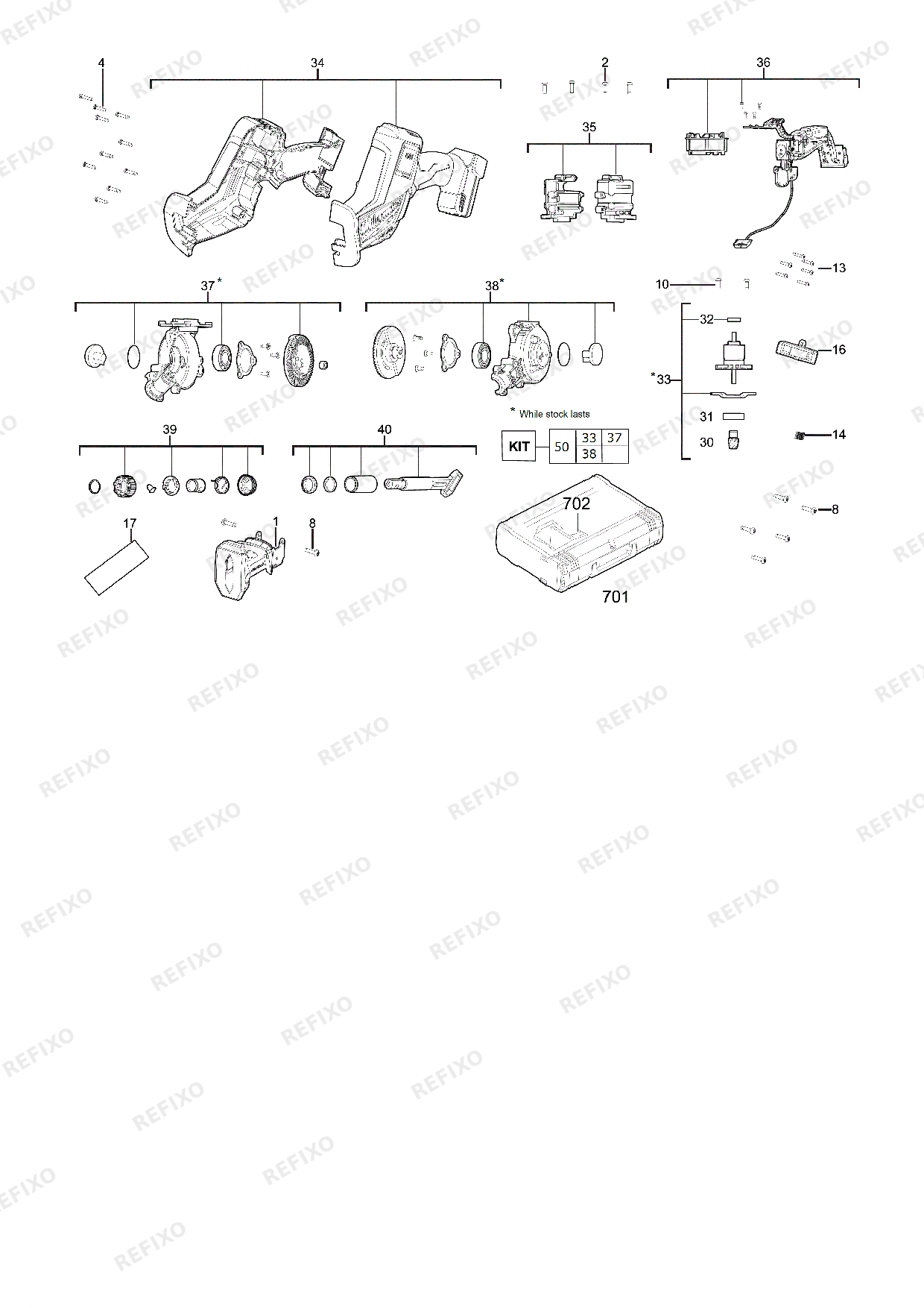 Деталировка MILWAUKEE M18FHZ 0X 4933459887 4000460670 — схема запчастей в разборе