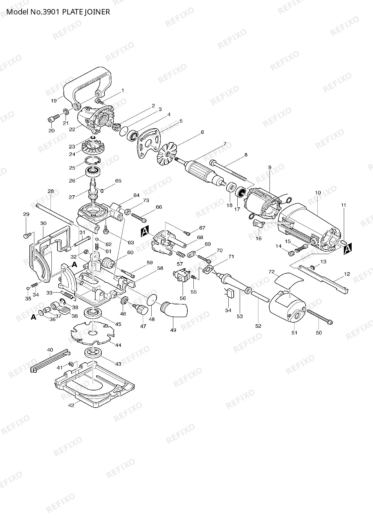 Деталировка MAKITA 3901 — схема запчастей в разборе