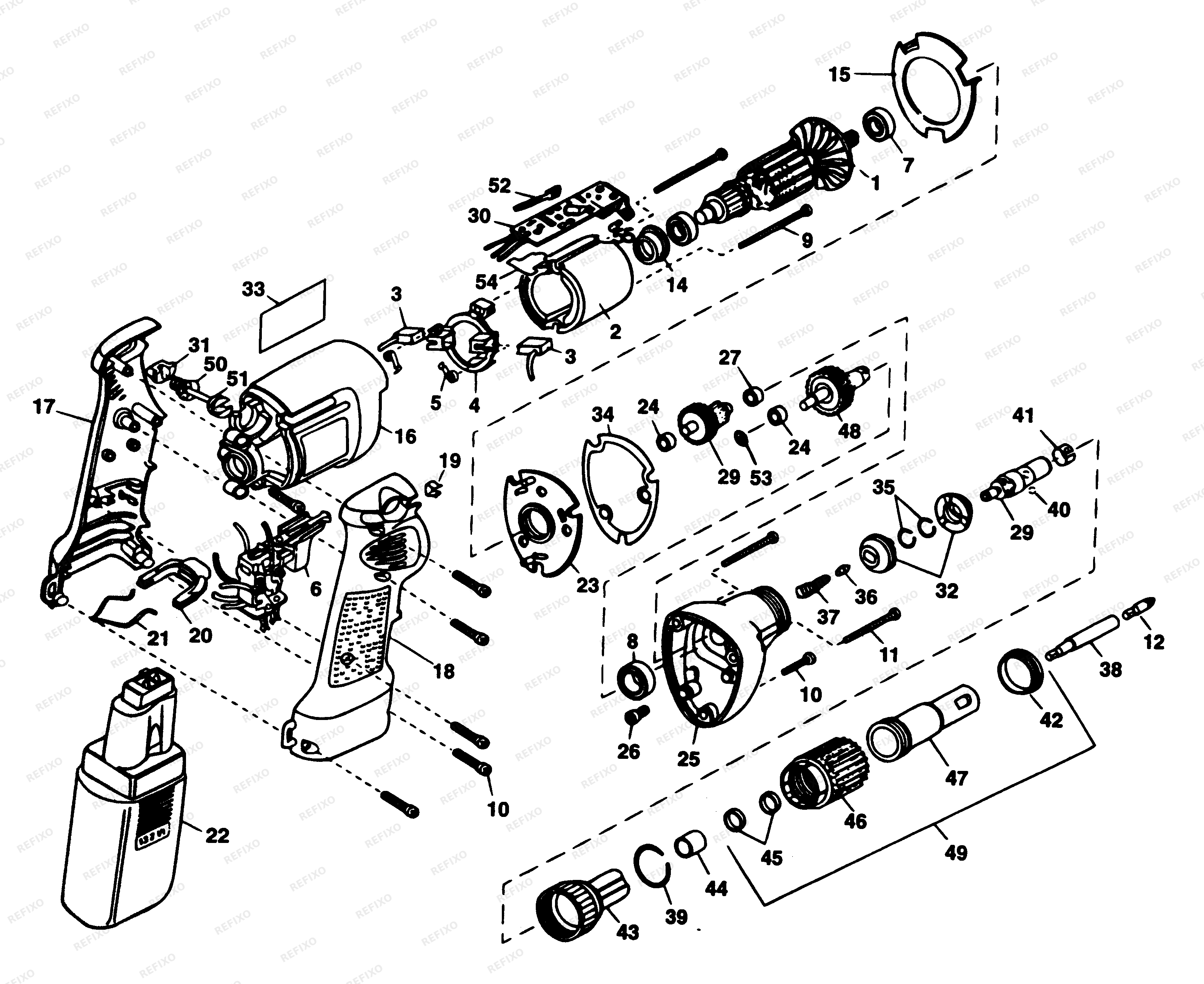 Black&Decker ОТВЁРТКА 2671 — схема запчастей