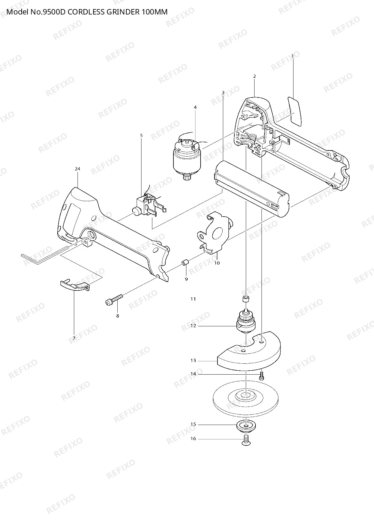 Деталировка MAKITA 9500D — схема запчастей в разборе