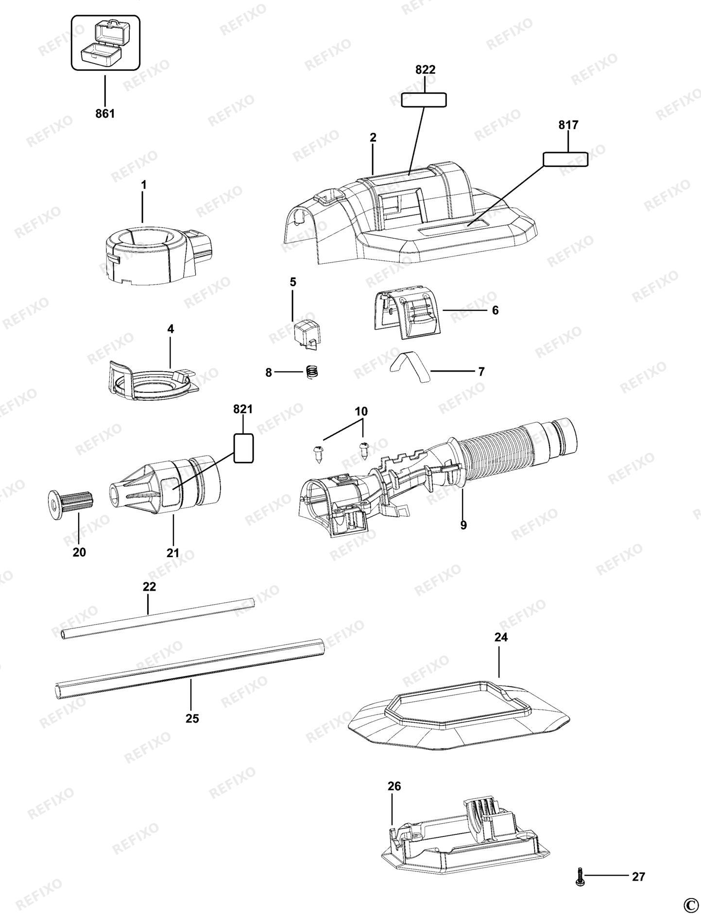 Деталировка DeWalt DWH050-XJ TYPE 1 ENTNEHMERSATZ DWH050-XJ DWH050 — схема запчастей в разборе