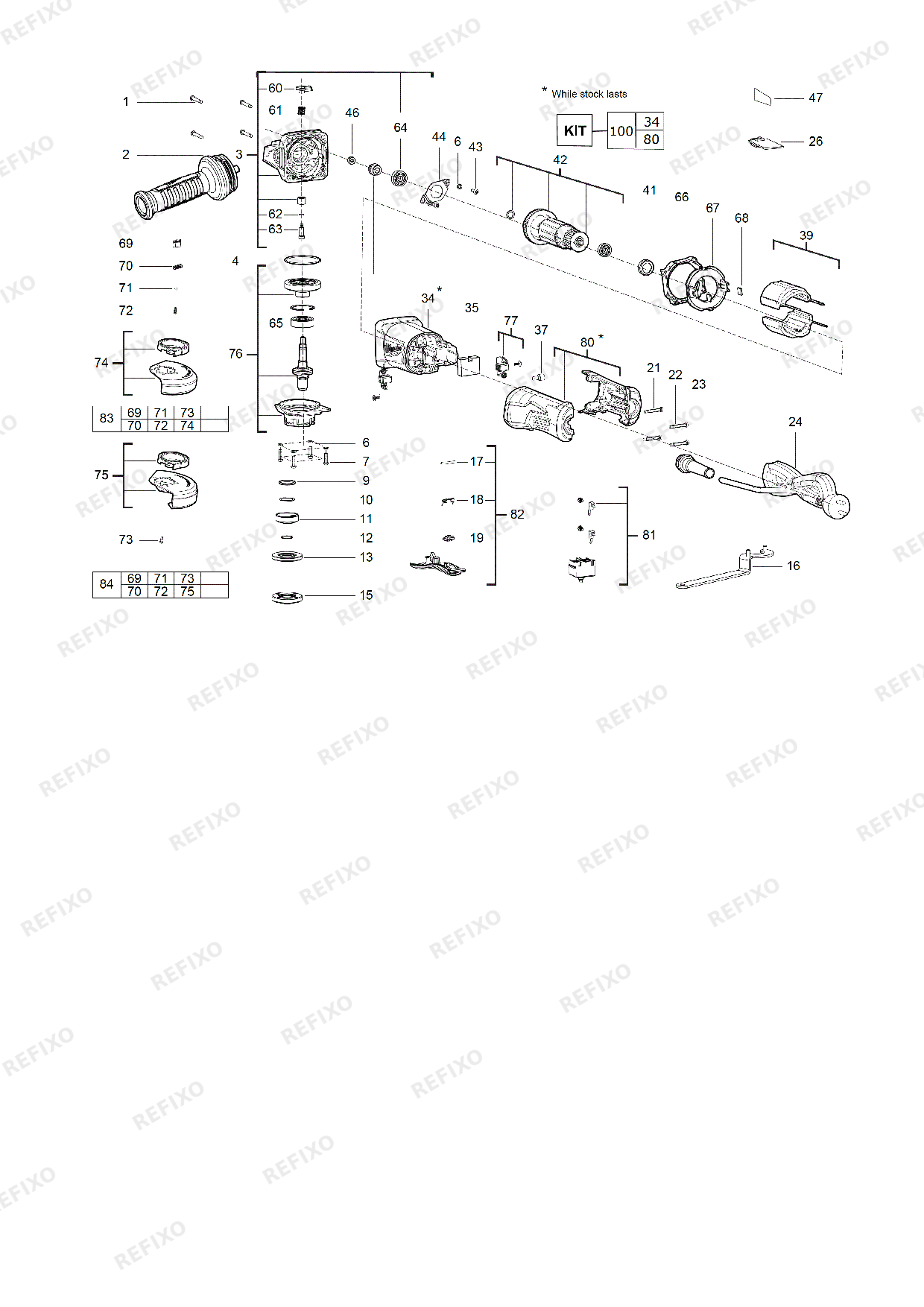 Деталировка MILWAUKEE AGV13 125XSPDE IN2 4933451578 4000458496 — схема запчастей в разборе