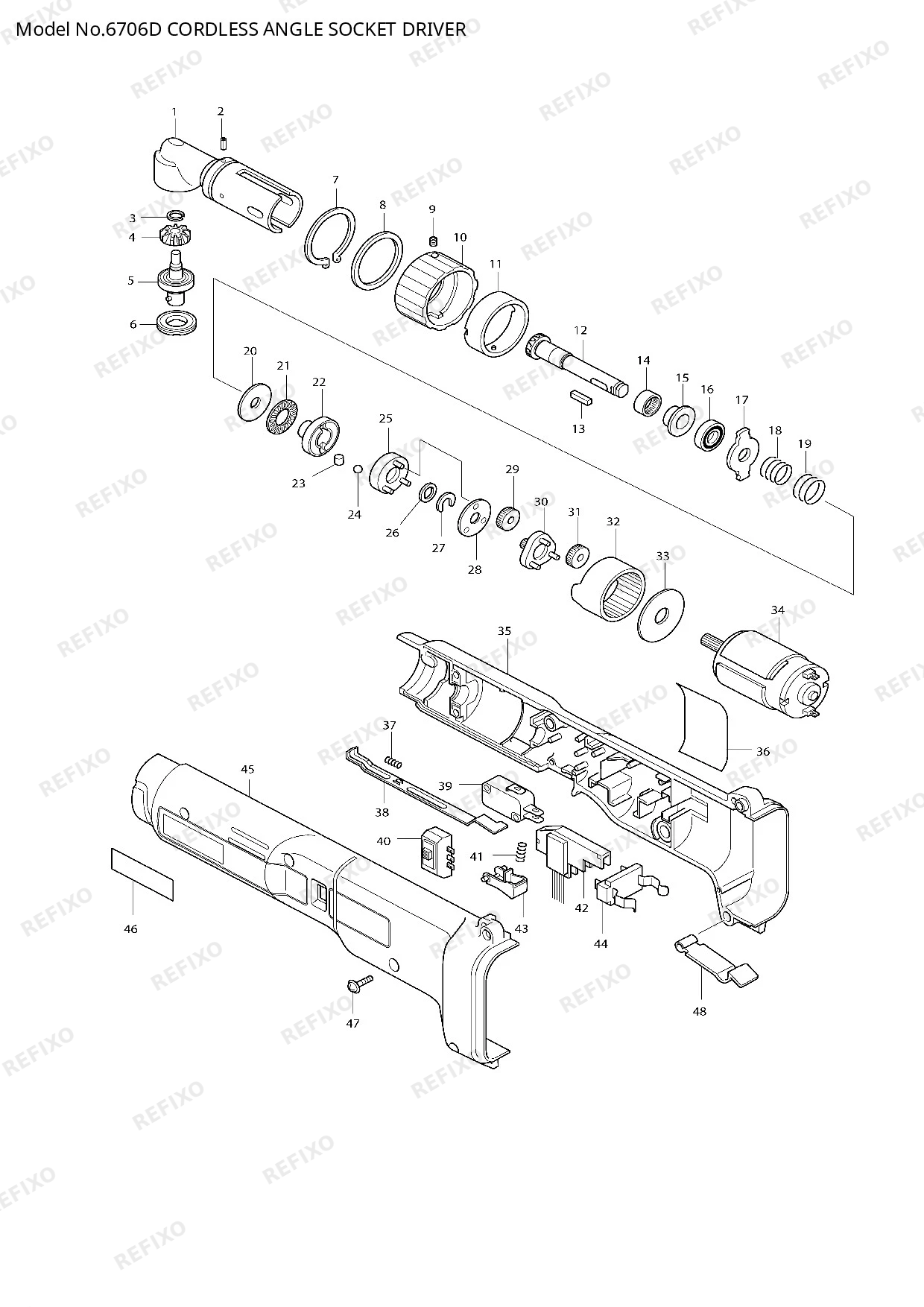 Деталировка MAKITA 6706D — схема запчастей в разборе