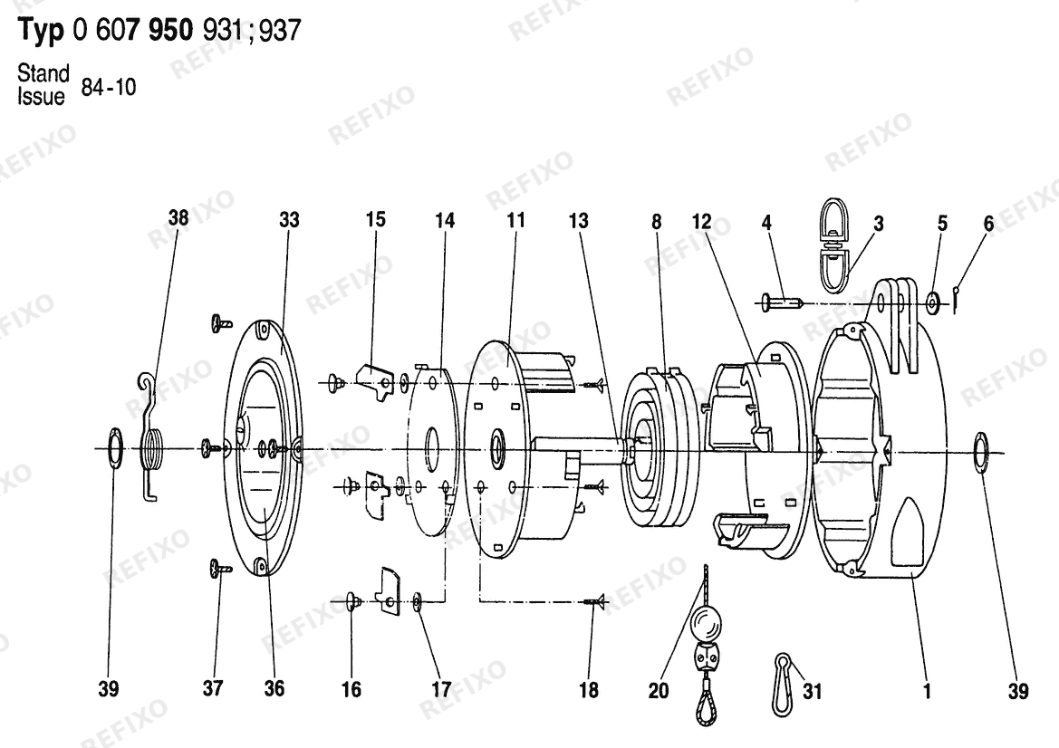 Деталировка Bosch Federzug BPT (0 607 950 937) — схема запчастей в разборе