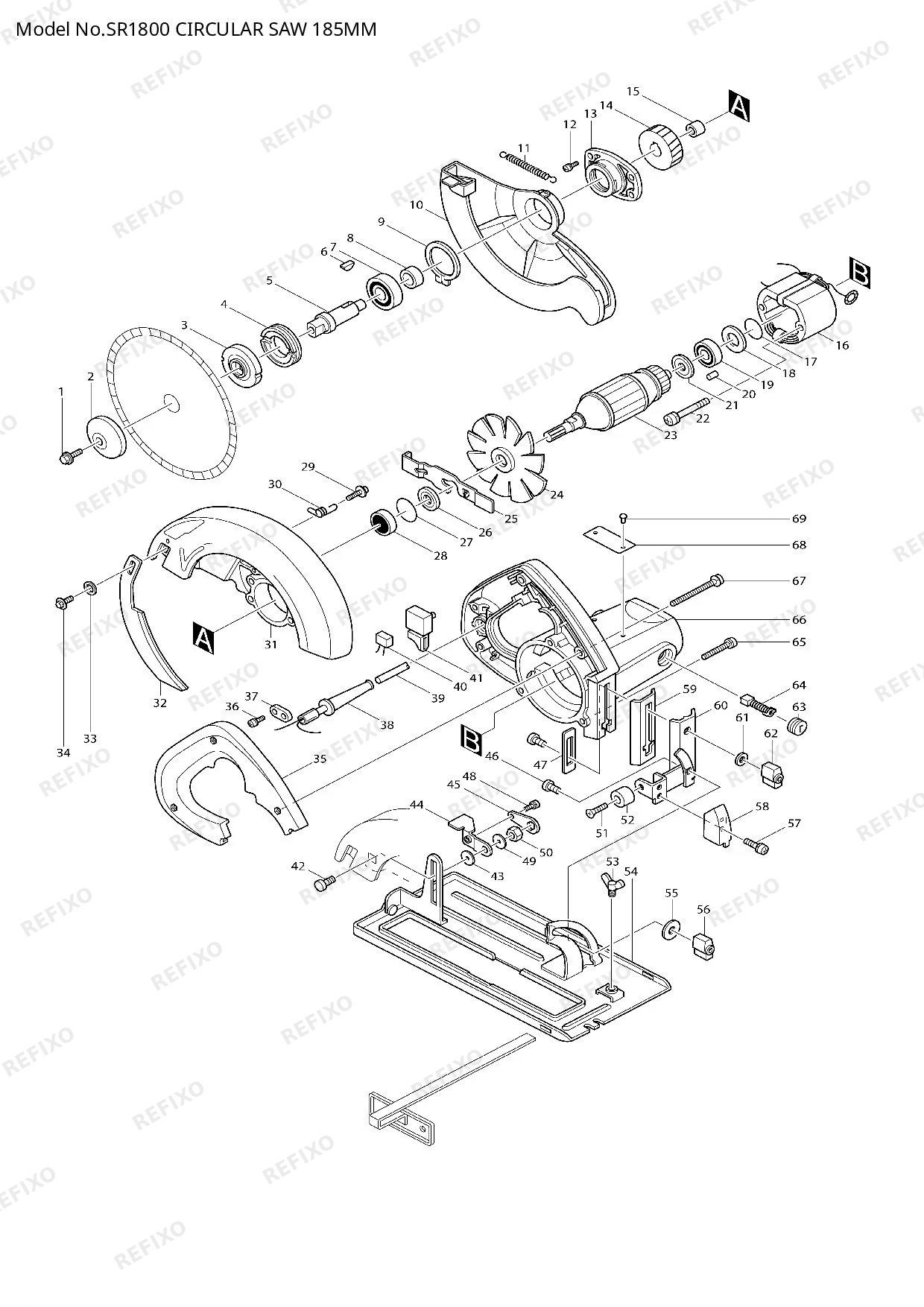 Деталировка MAKITA SR1800 — схема запчастей в разборе