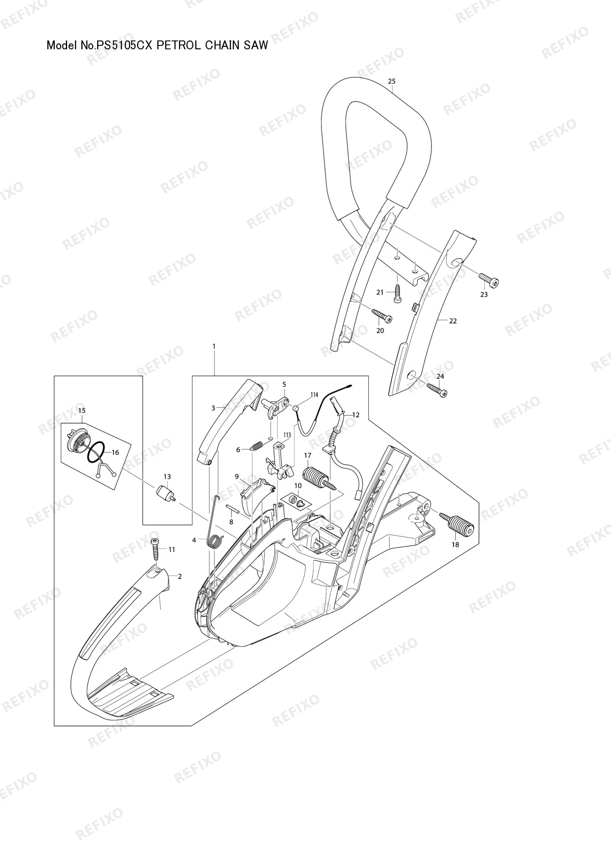 Деталировка MAKITA PS 5105CX — схема запчастей в разборе