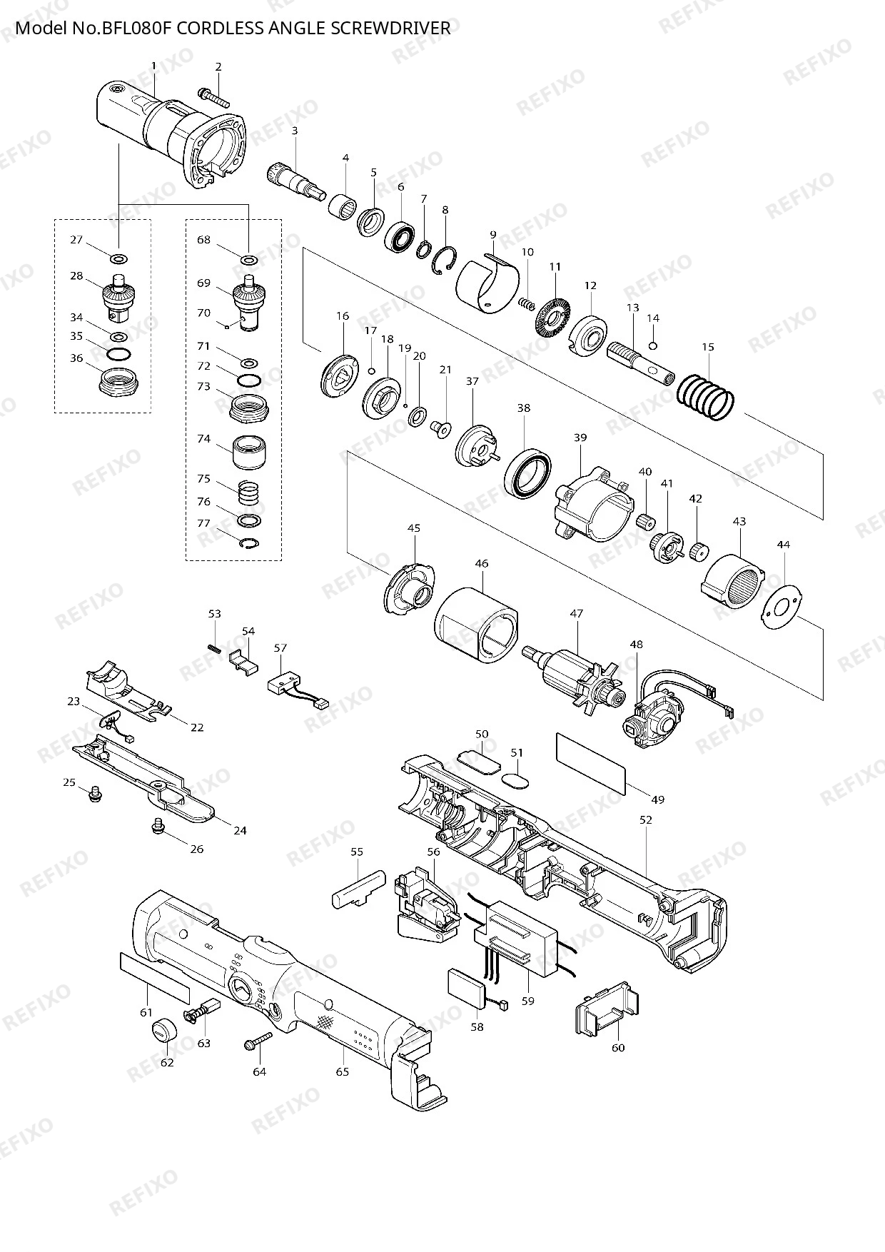 Деталировка MAKITA BFL080F — схема запчастей в разборе