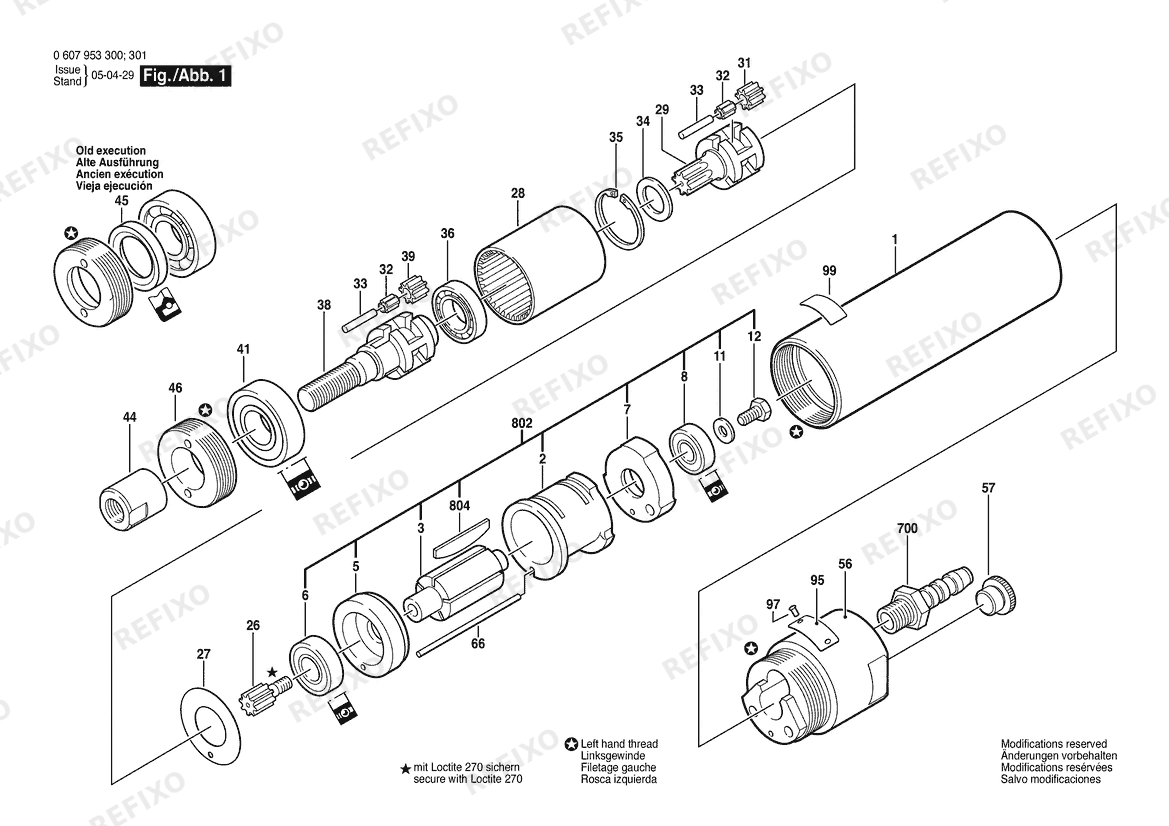 Деталировка Bosch Einbaumotor 180W motor (0 607 953 300) — схема запчастей в разборе