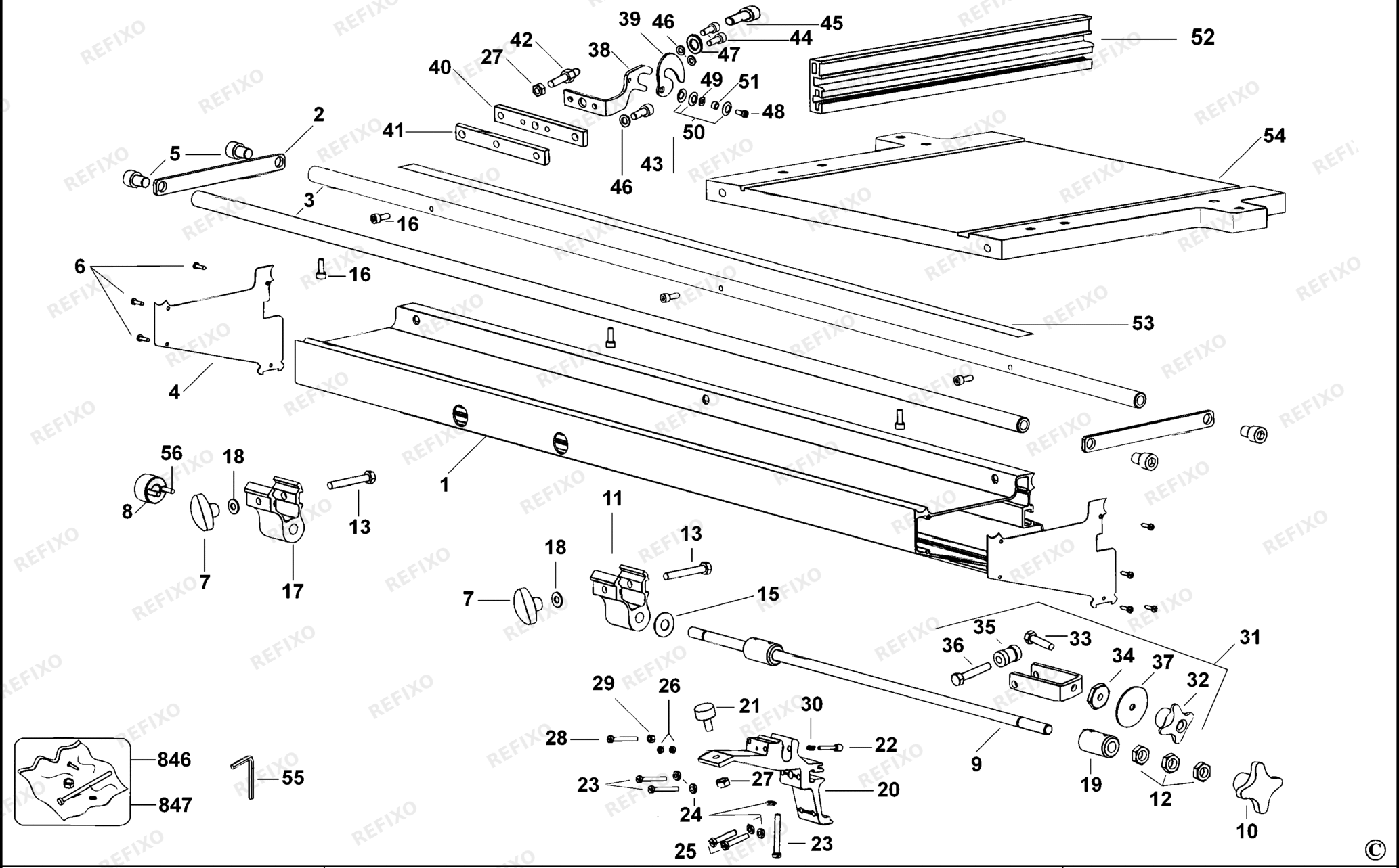 Деталировка DeWalt D271055-XJ TYPE 1 AUSZIEHTISCH D271055-XJ D271055 — схема запчастей в разборе