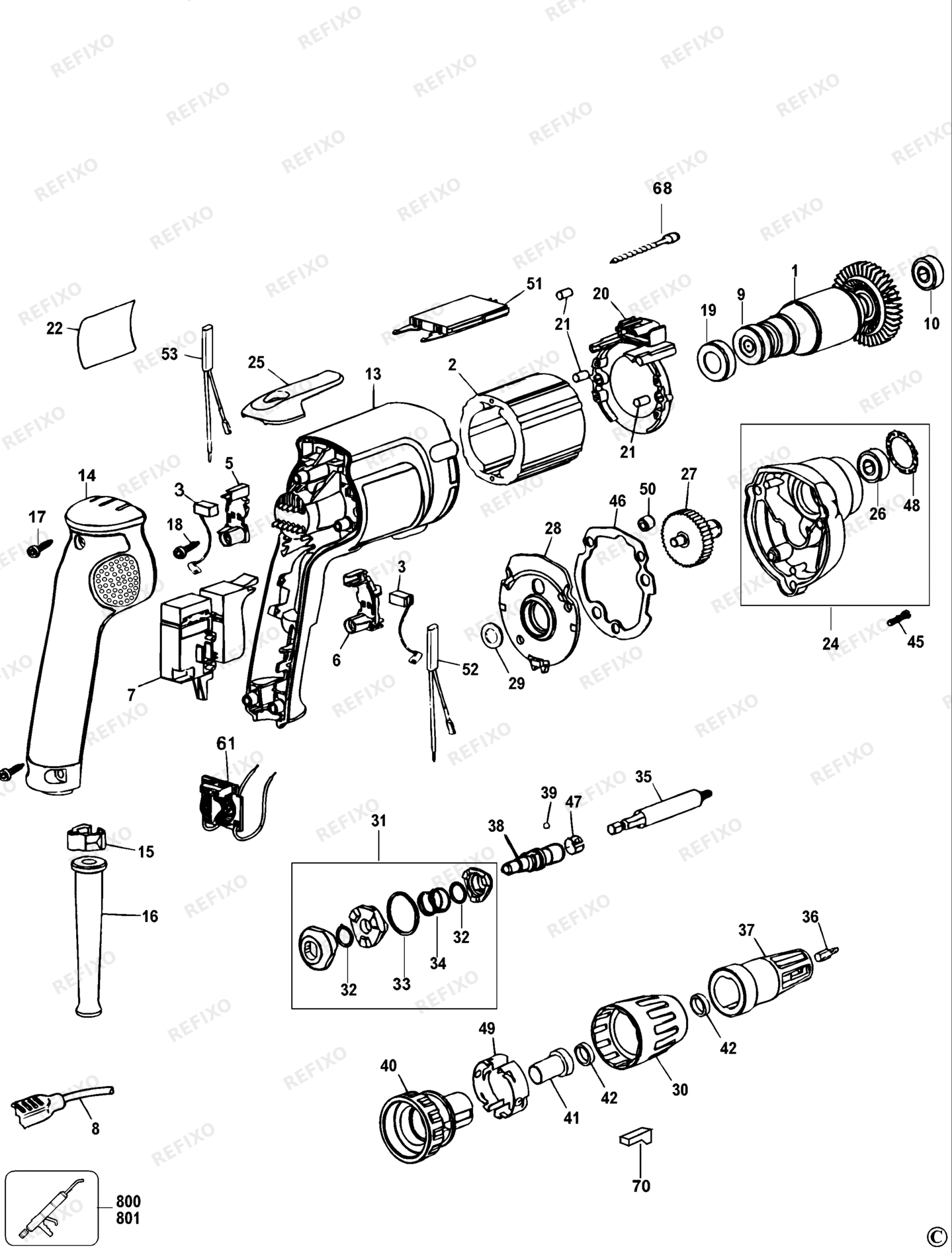 Деталировка DeWalt DW274KN-QS TYPE 2 SCHRAUBENDREHER DW274KN-QS DW274KN — схема запчастей в разборе