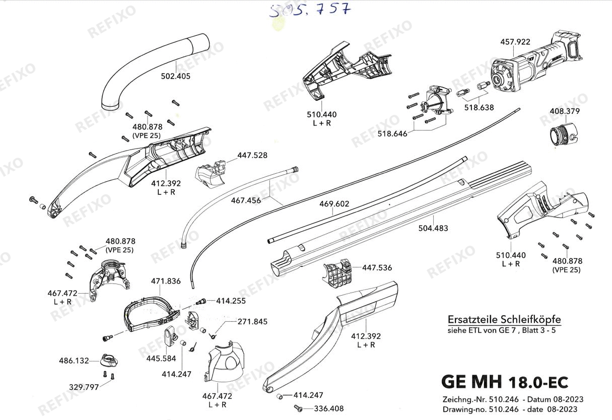 Деталировка Flex GE MH 18.0-EC5.0 SetMH-X — схема запчастей в разборе