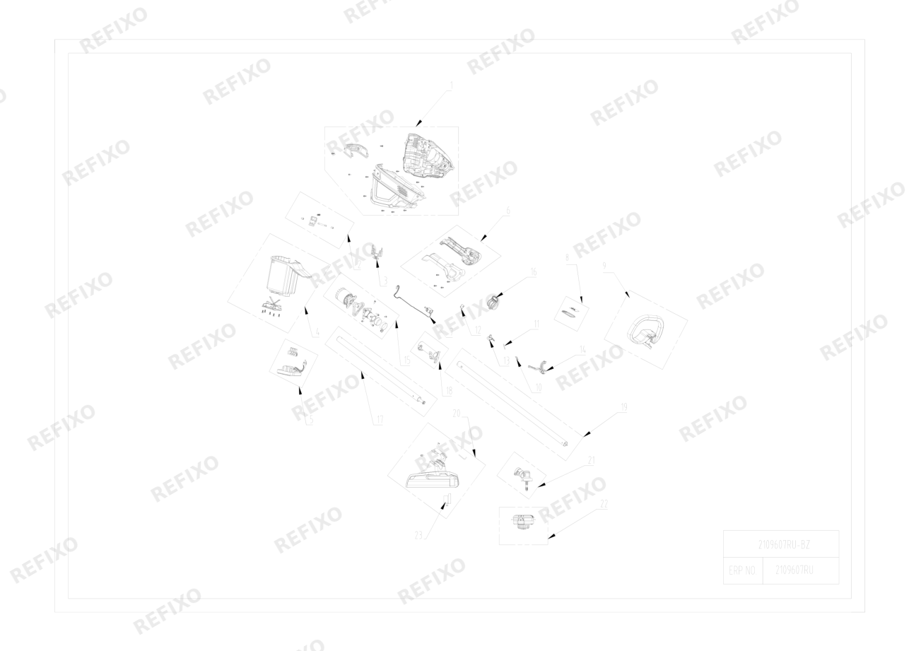 Деталировка Greenworks 2109607-Exploded view — схема запчастей в разборе