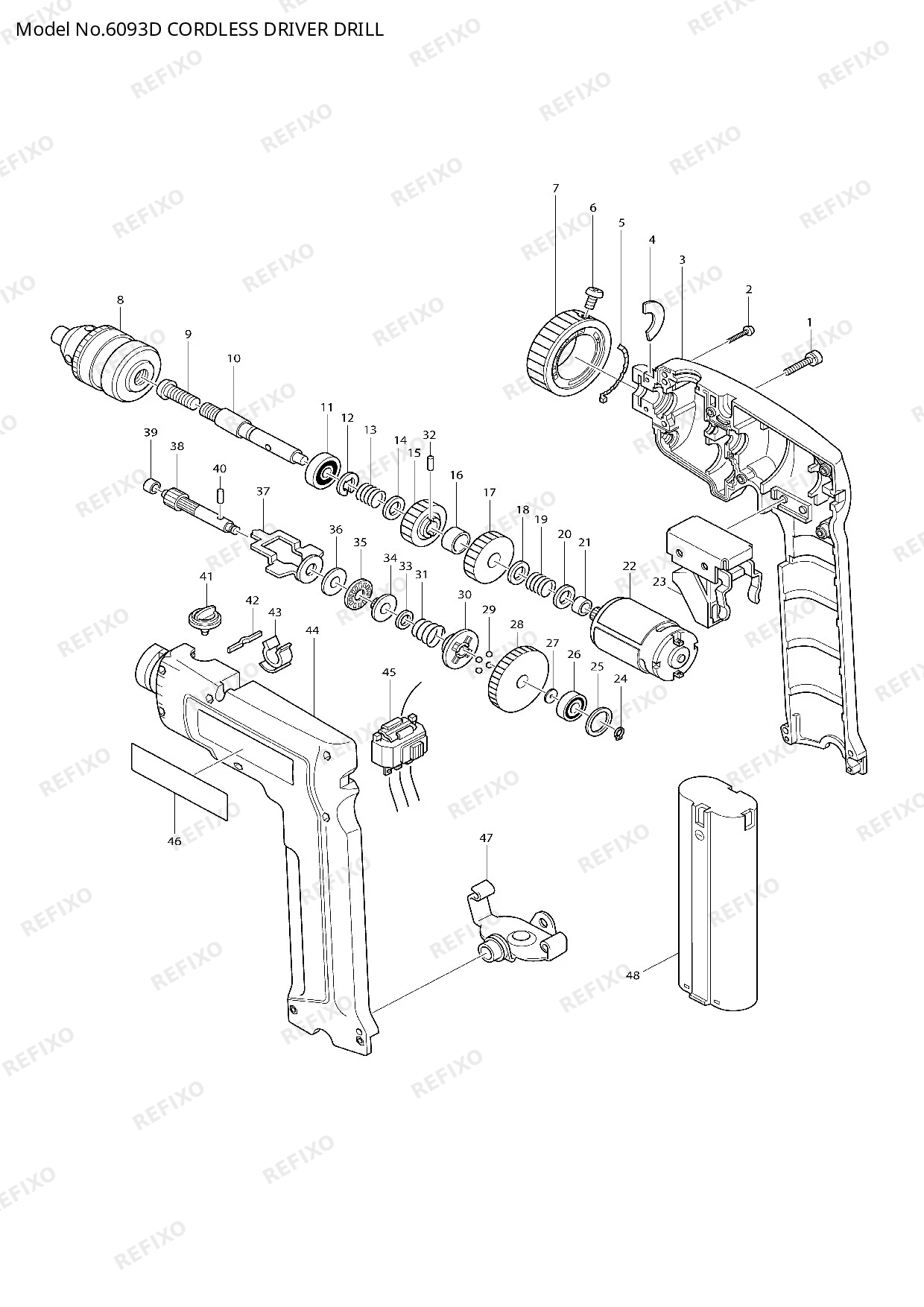 Деталировка MAKITA 6093D — схема запчастей в разборе