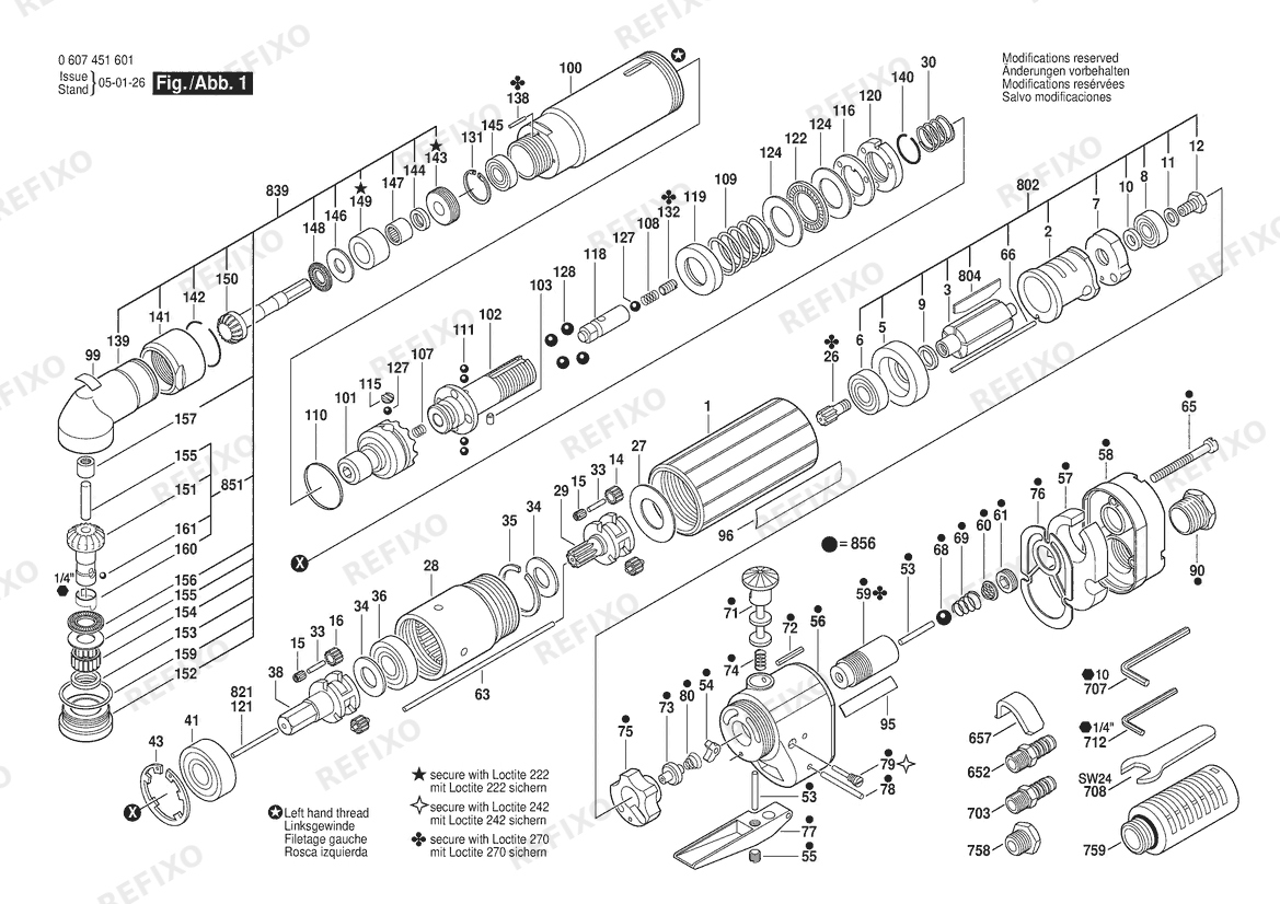Деталировка Bosch Pw-Winkelschrauber-Ind 370W DWAS 27-360 (0 607 451 601) — схема запчастей в разборе