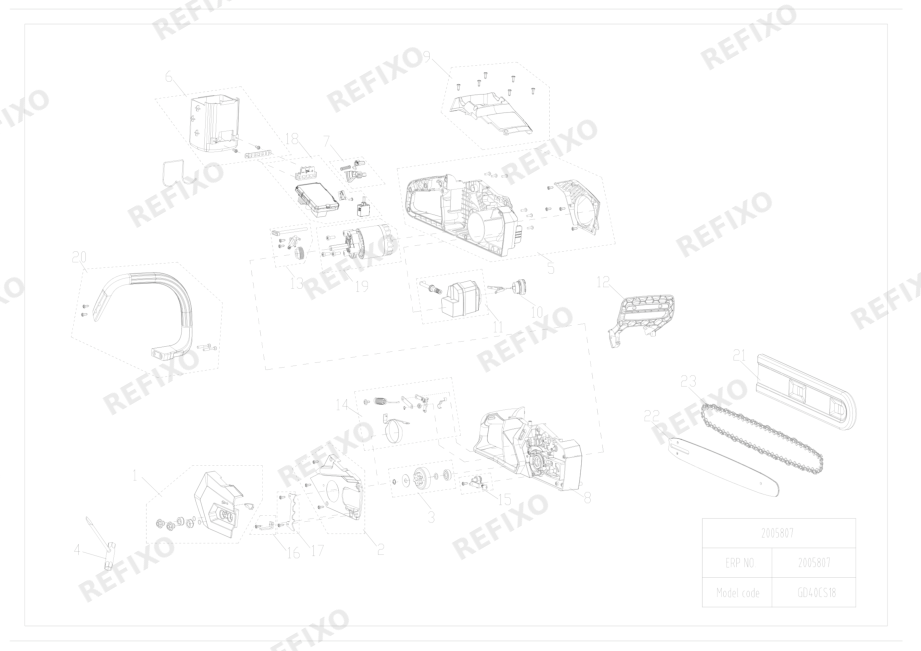 Деталировка Greenworks 2005807-Exploded view RU — схема запчастей в разборе