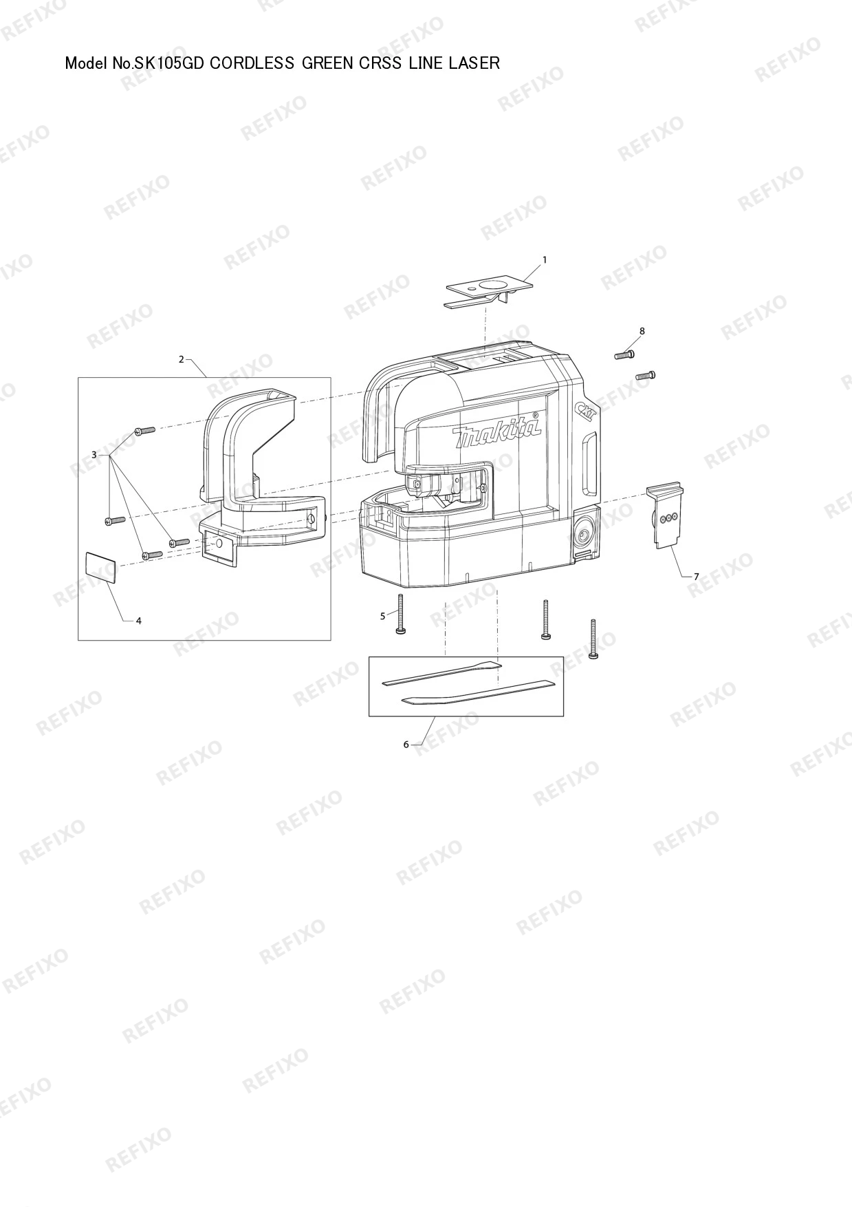 Деталировка MAKITA SK105GD — схема запчастей в разборе