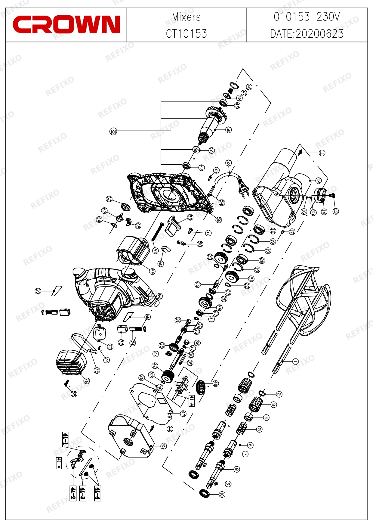 Деталировка CROWN CT10153 (с с.н.2100...) — схема запчастей в разборе