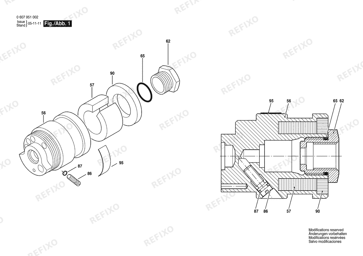 Деталировка Bosch Ventilgehäuse OEM (0 607 951 002) — схема запчастей в разборе
