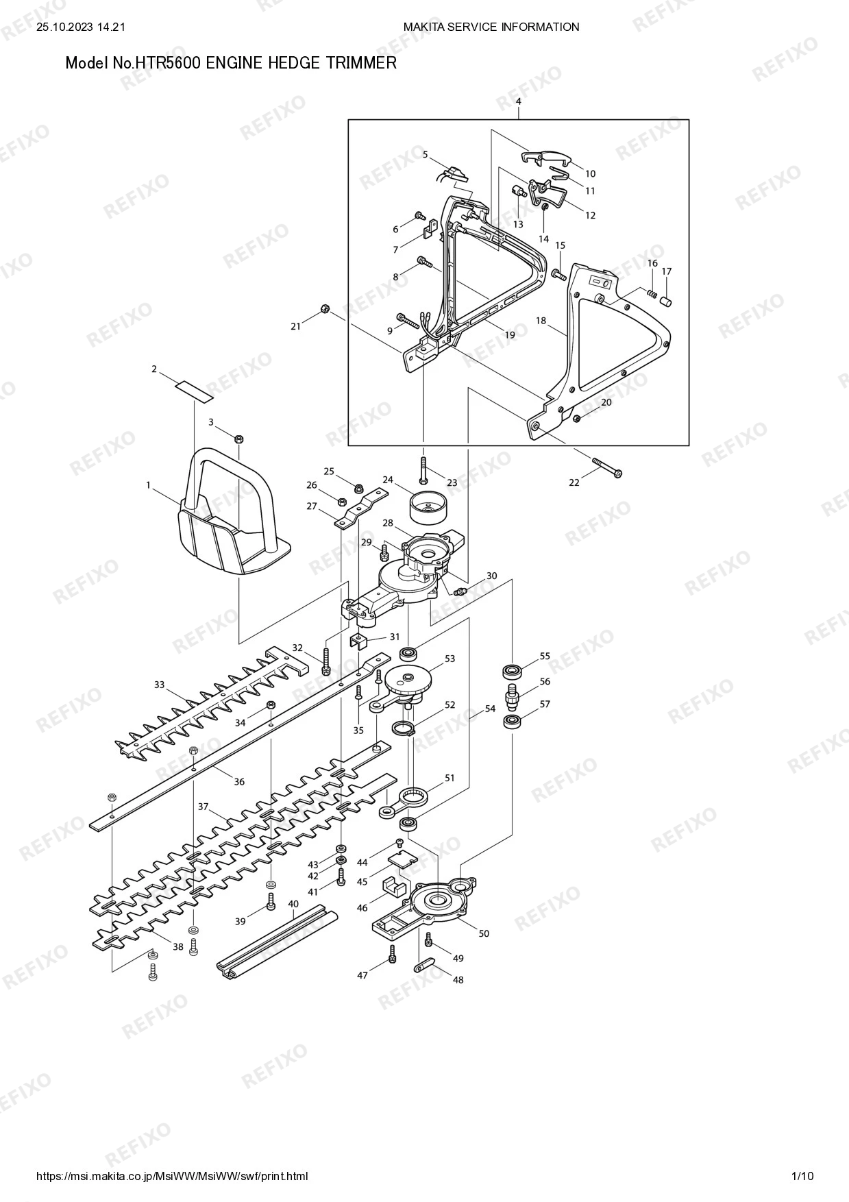 Деталировка MAKITA HTR5600 — схема запчастей в разборе