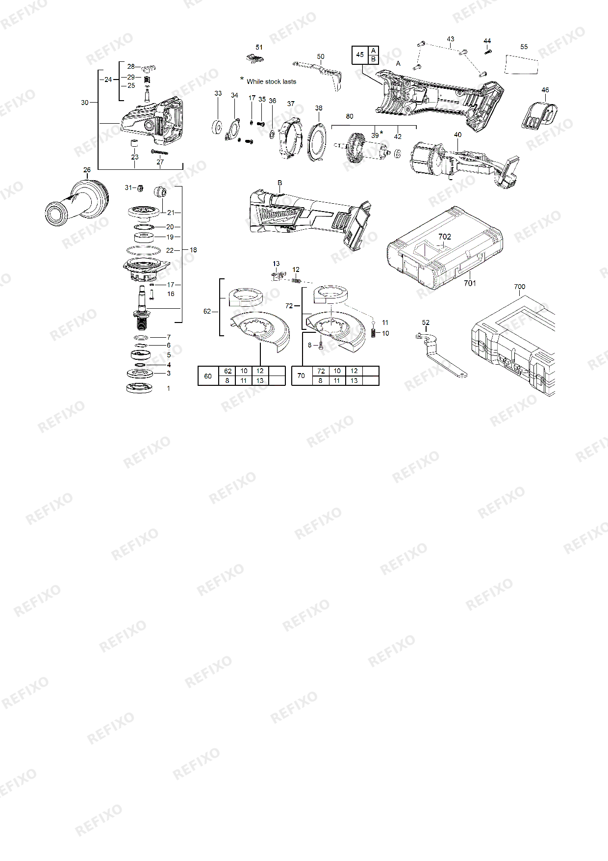 Деталировка MILWAUKEE M18CAG115X 502C GB2 4933448098 4000467718 — схема запчастей в разборе