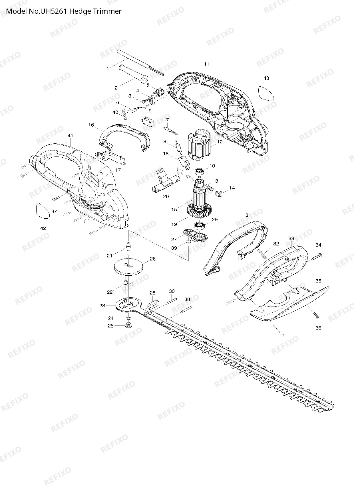 Деталировка MAKITA UH5261 — схема запчастей в разборе