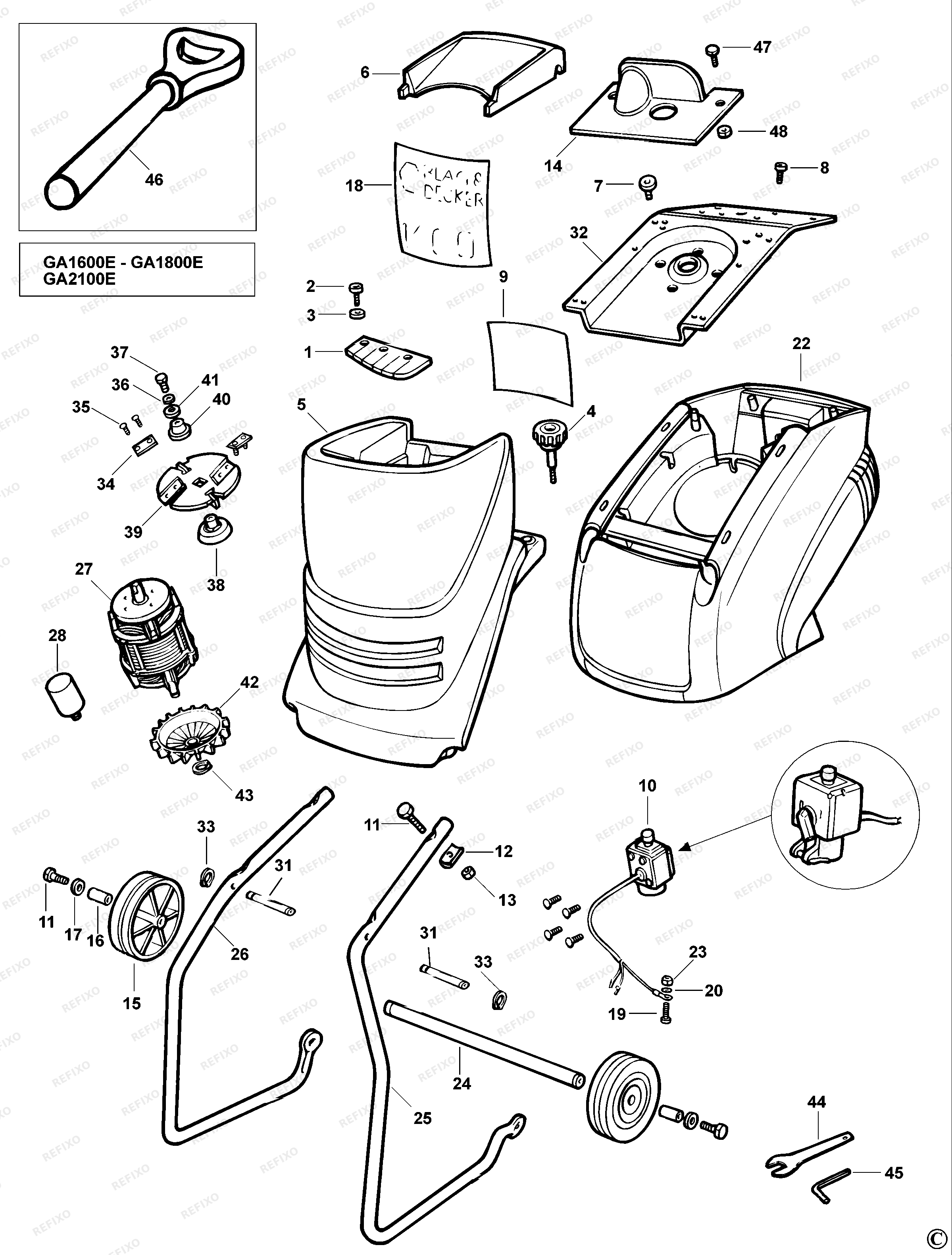 Black&Decker СТРУЖЕЧНЫЙ СТАНОК GA1600E — схема запчастей