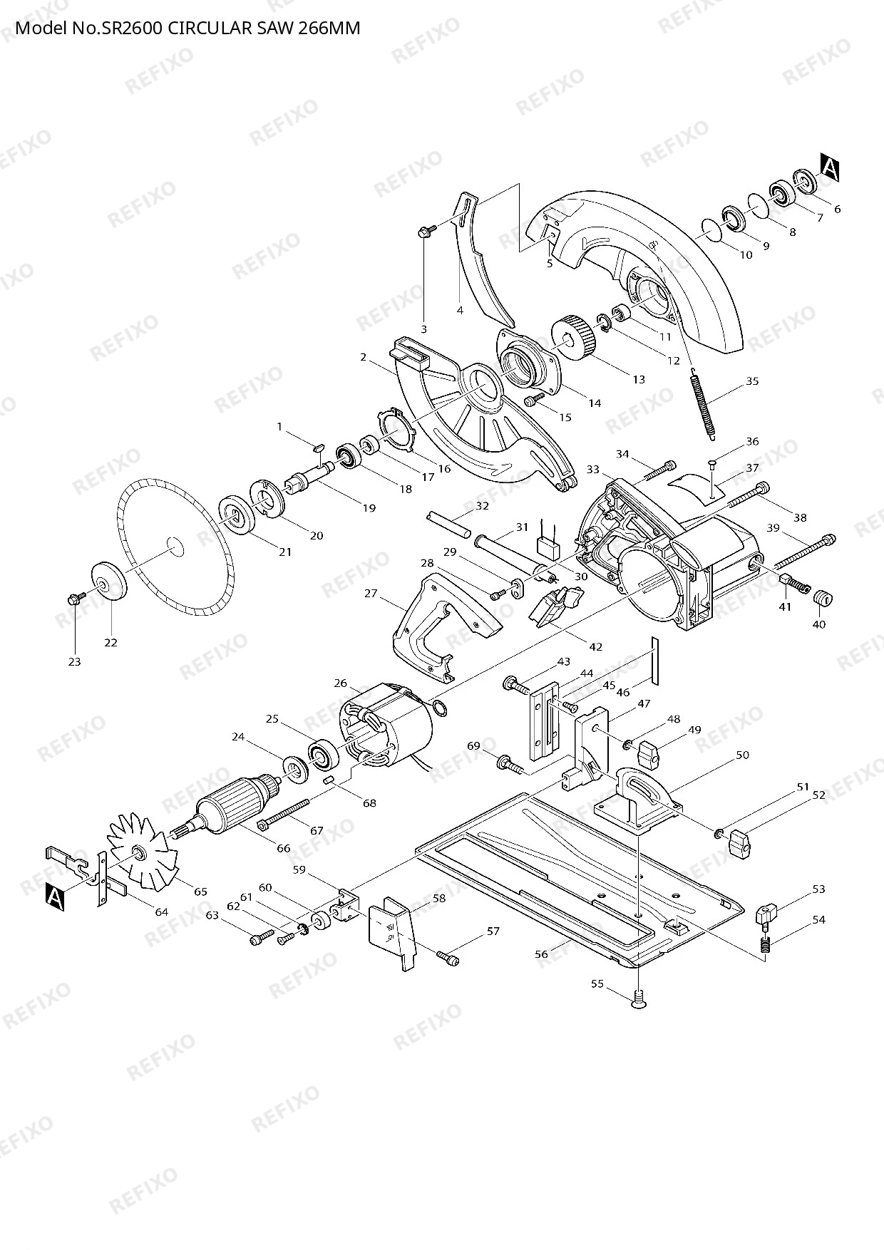 Деталировка MAKITA SR2600 — схема запчастей в разборе