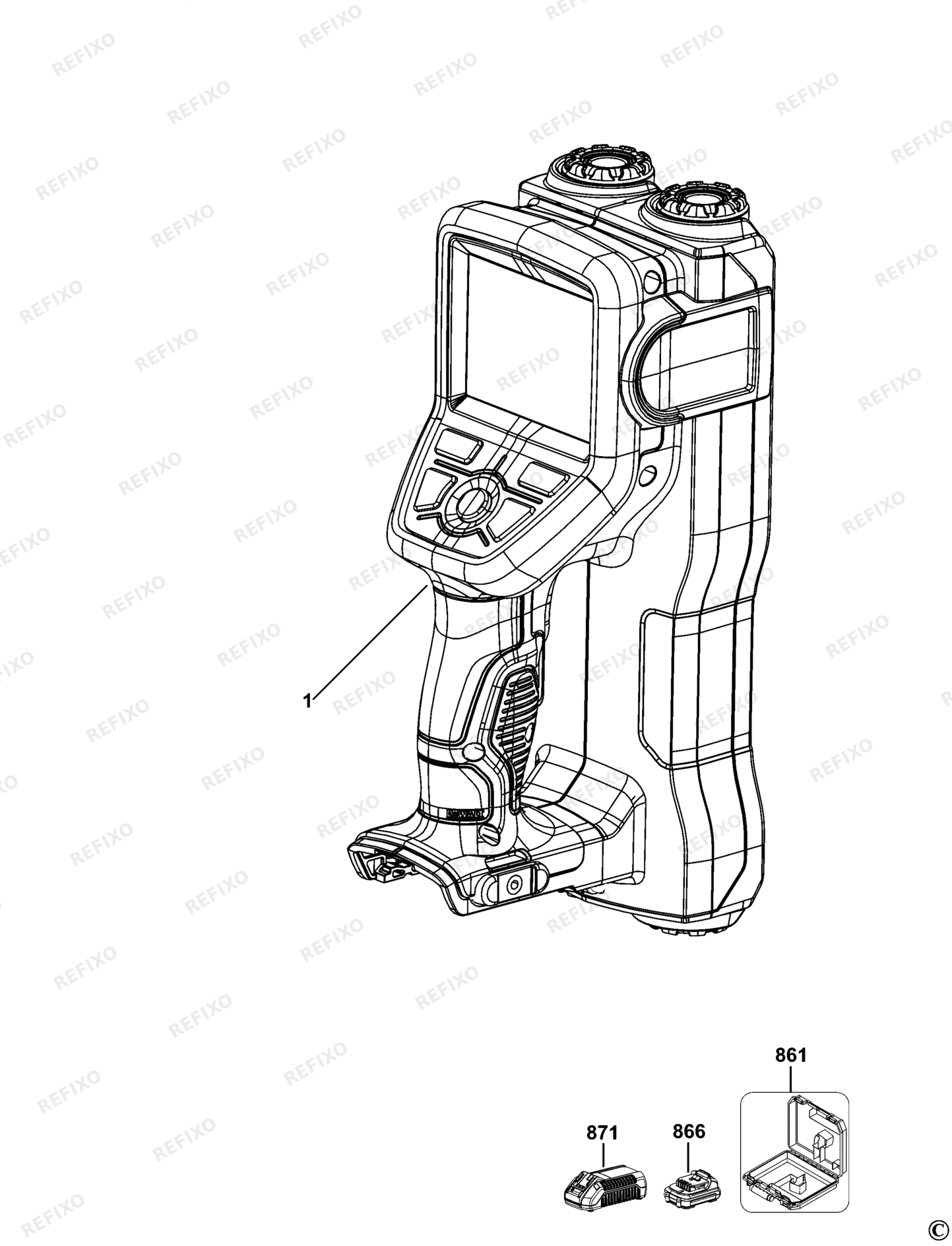 Деталировка DeWalt DCT418-QW TYPE 1 DIGITAL LASER DETECTOR DCT418-QW DCT418 — схема запчастей в разборе