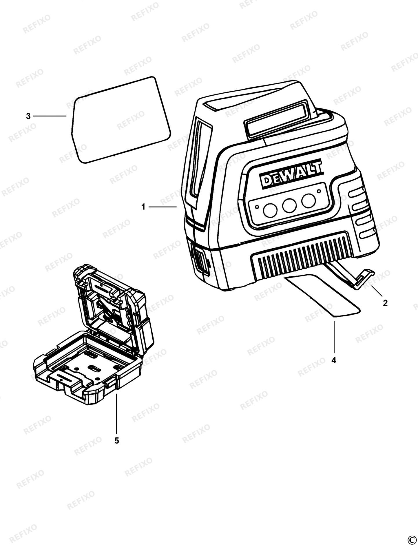 Деталировка DeWalt DW0811-XJ TYPE 1 KREUZLINIENLASER DW0811-XJ DW0811 — схема запчастей в разборе