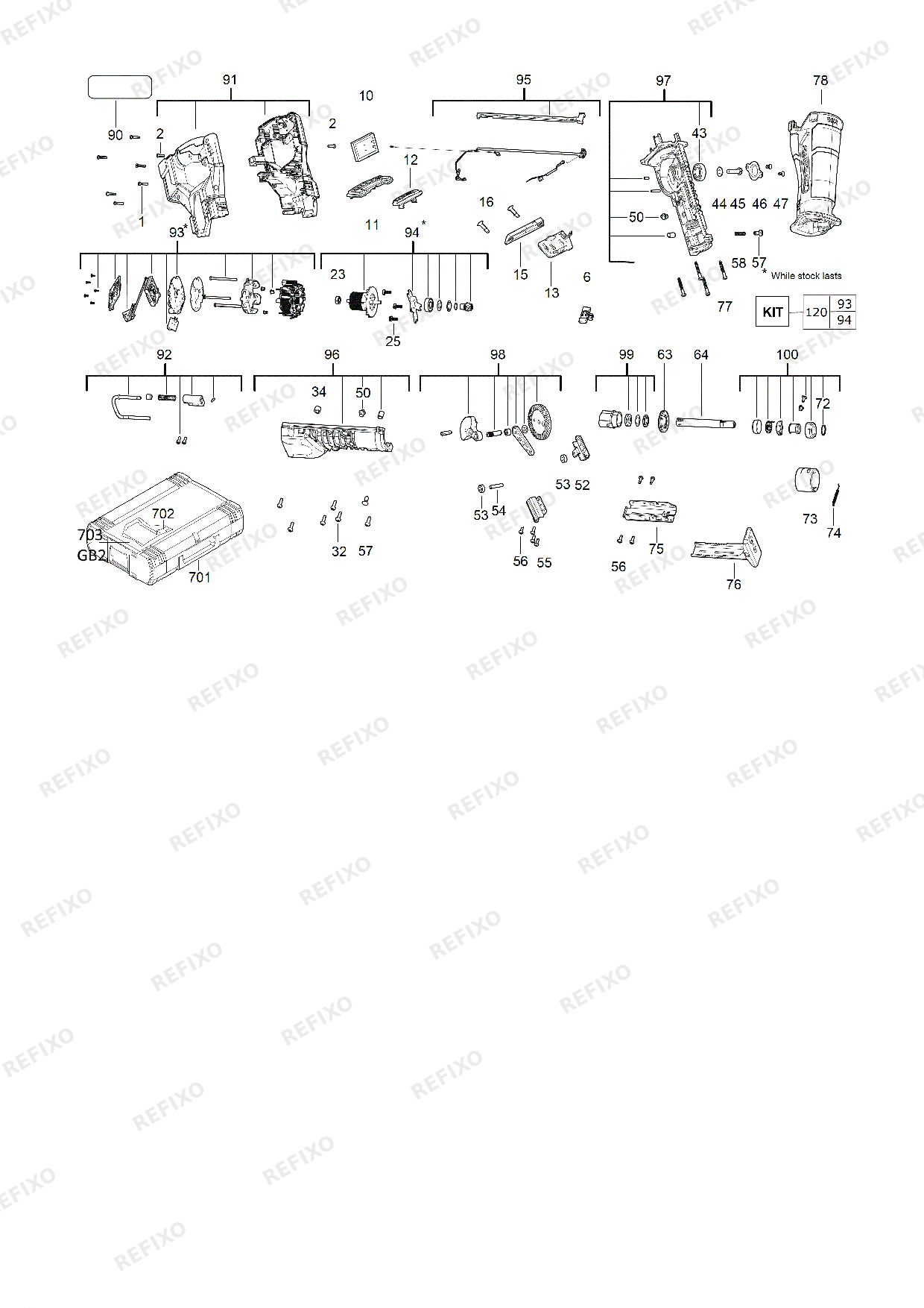 Деталировка MILWAUKEE M18ONEFSZ 0X 4933478296 4000477908 — схема запчастей в разборе