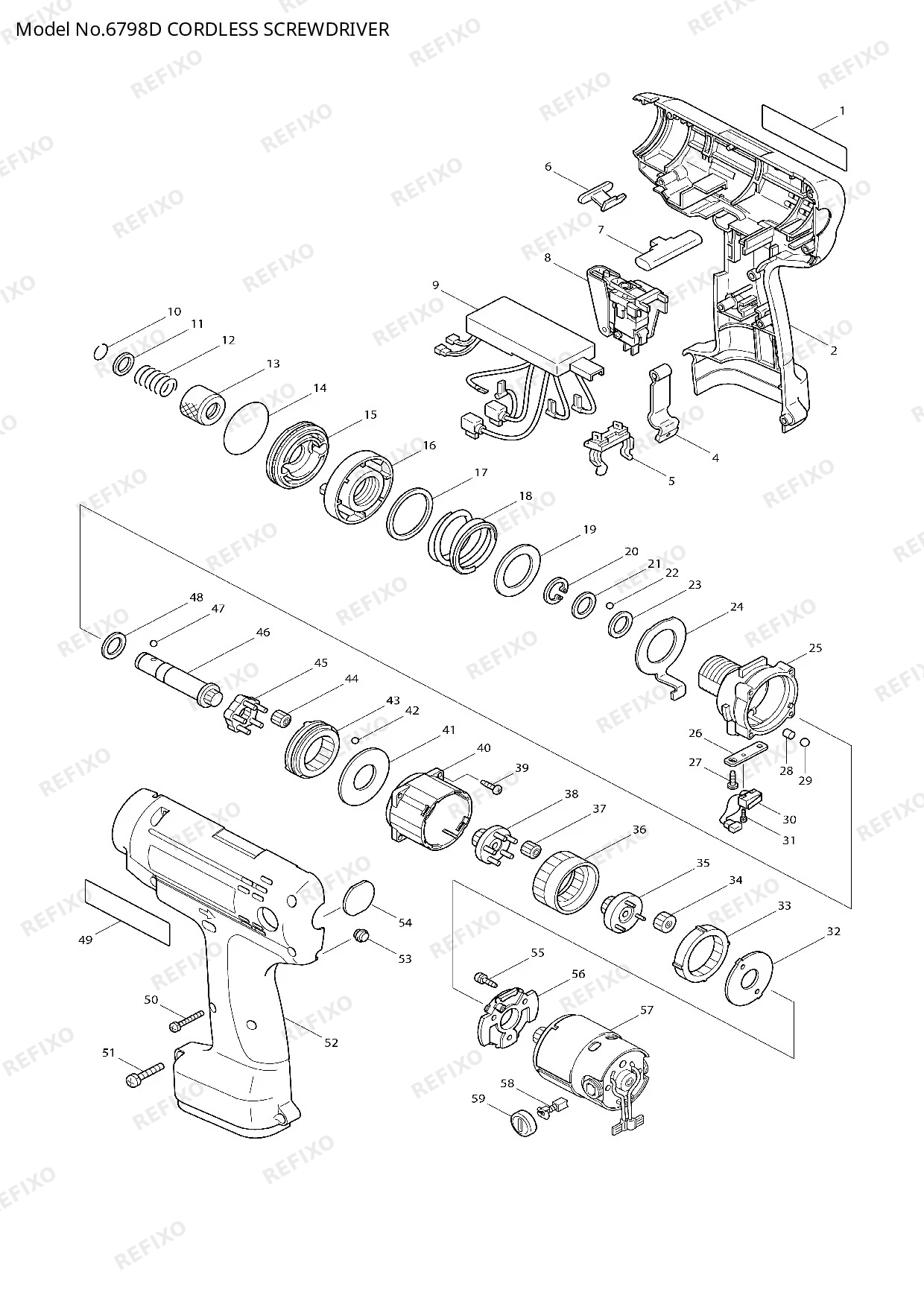 Деталировка MAKITA 6798D — схема запчастей в разборе