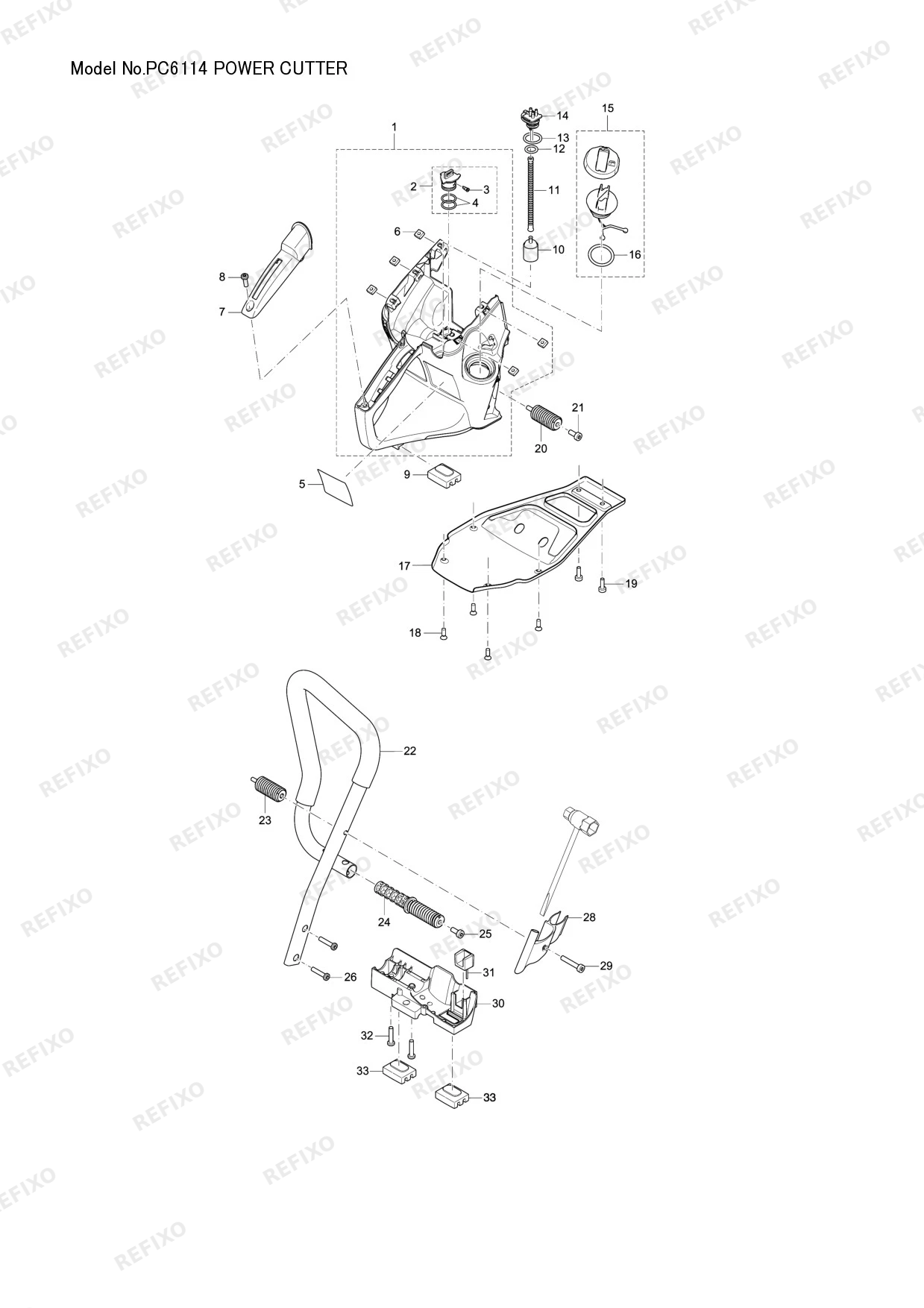 Деталировка MAKITA PC6114 — схема запчастей в разборе