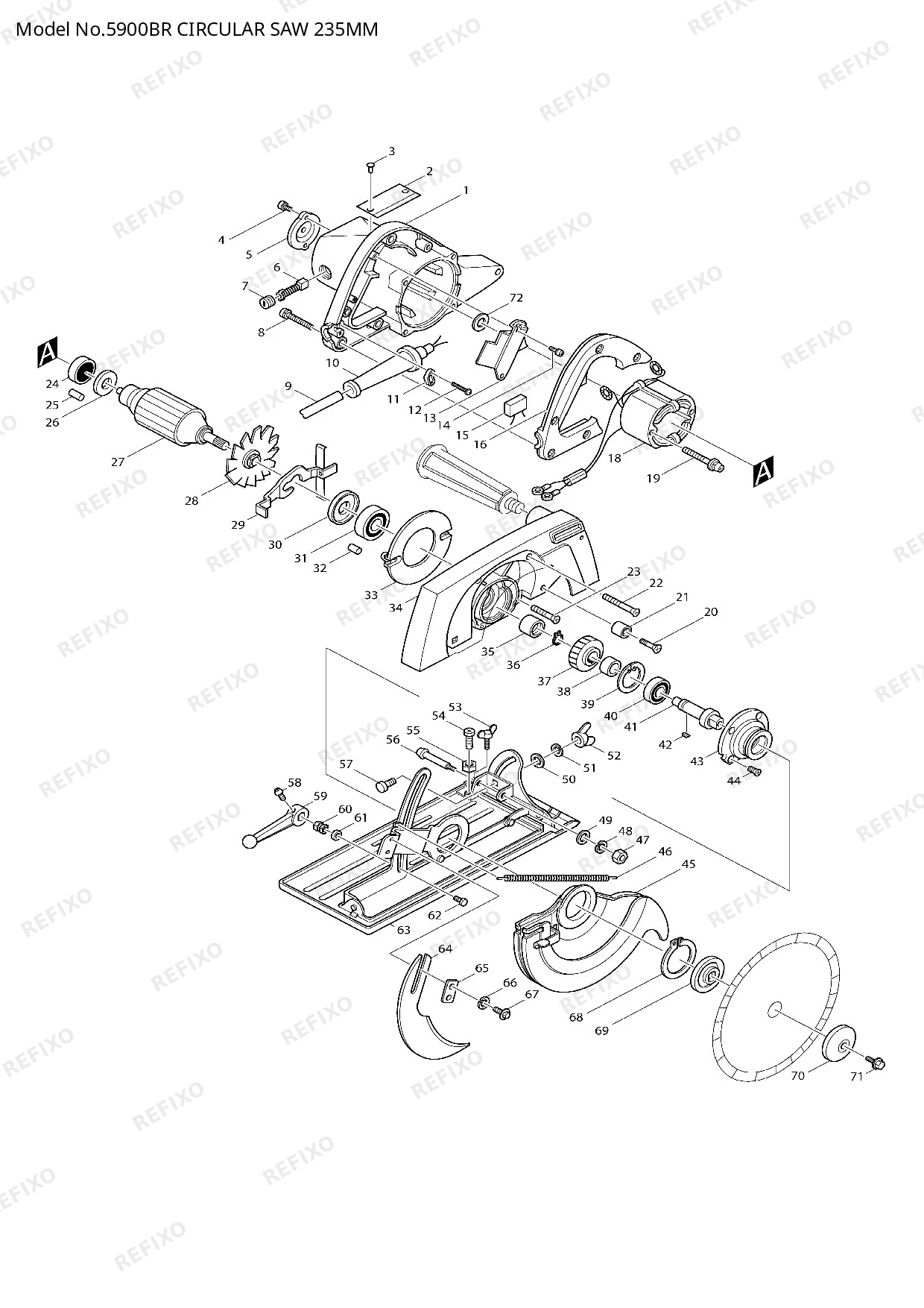 Деталировка MAKITA 5900BR — схема запчастей в разборе