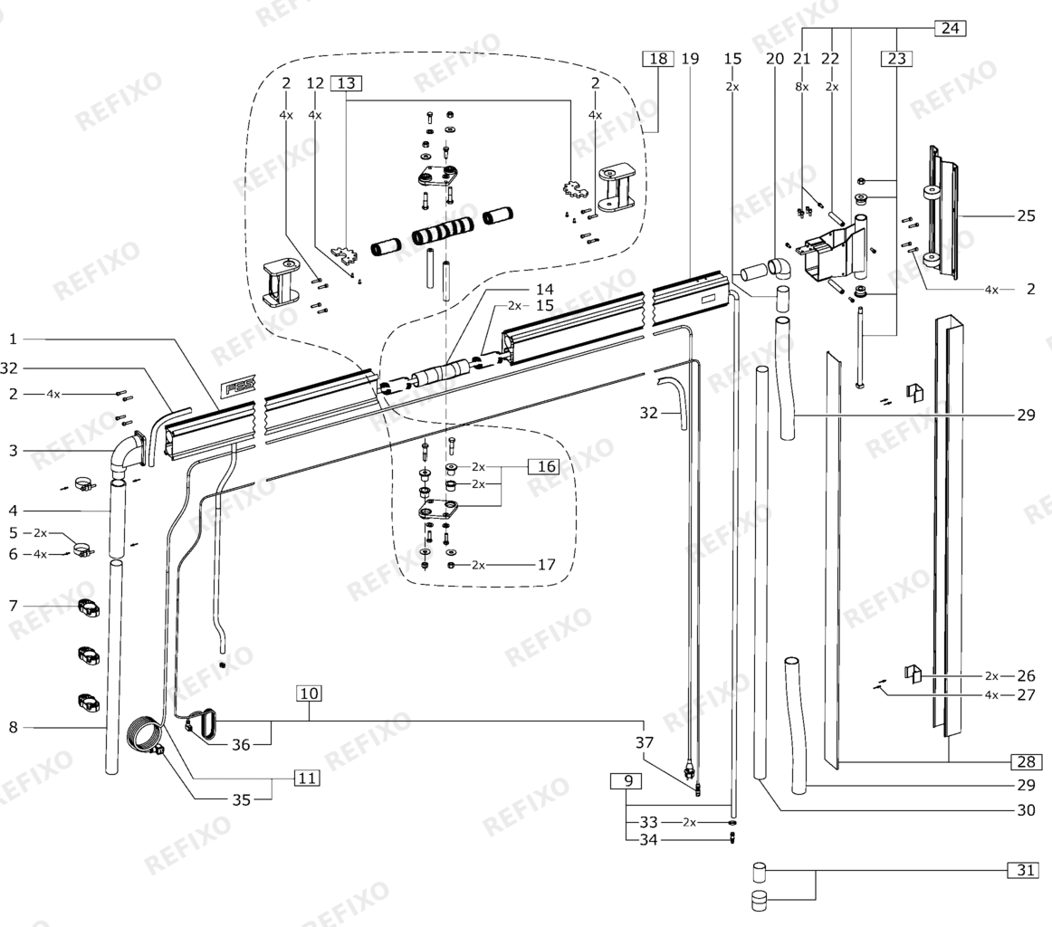Деталировка Festool ASA 5000 TURBO-EU - Absaugarm 495830 — схема запчастей в разборе