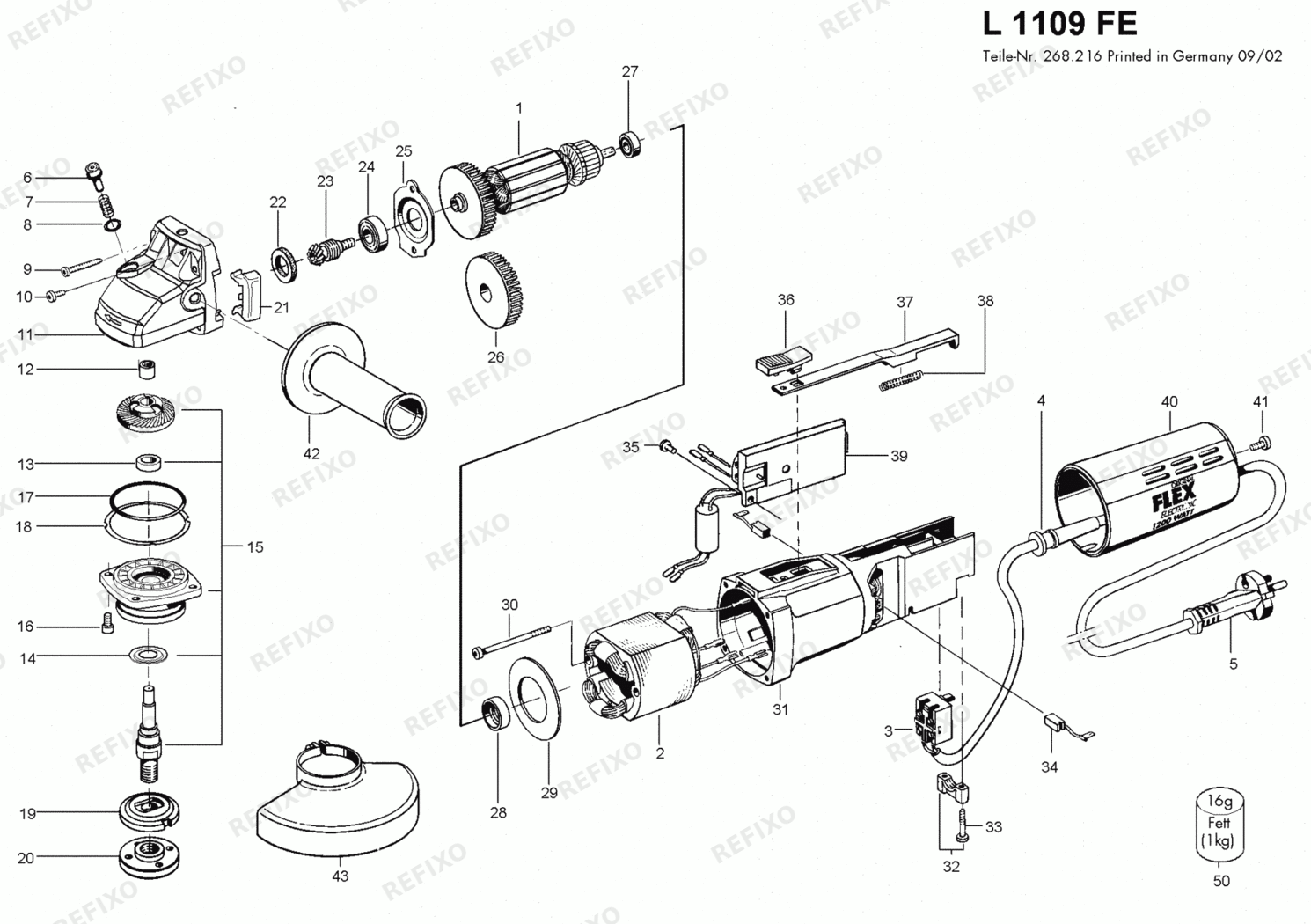 Деталировка Flex L 1109 FE 230CEE 266914 — схема запчастей в разборе